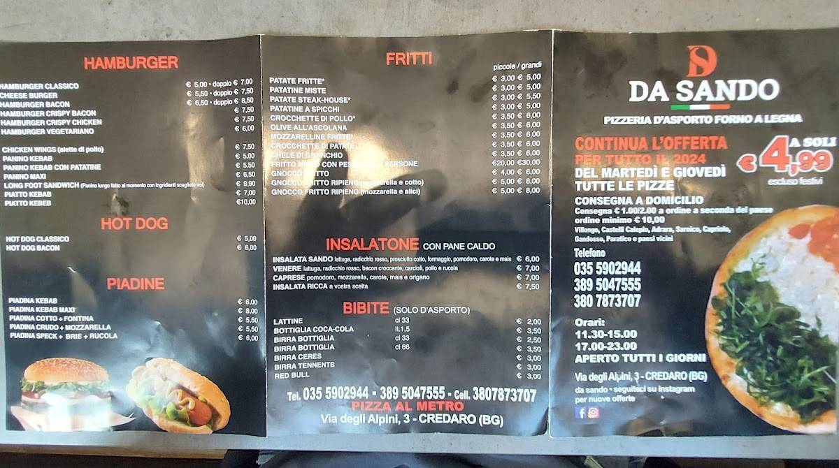 Menu di Pizzeria DA SANDO 