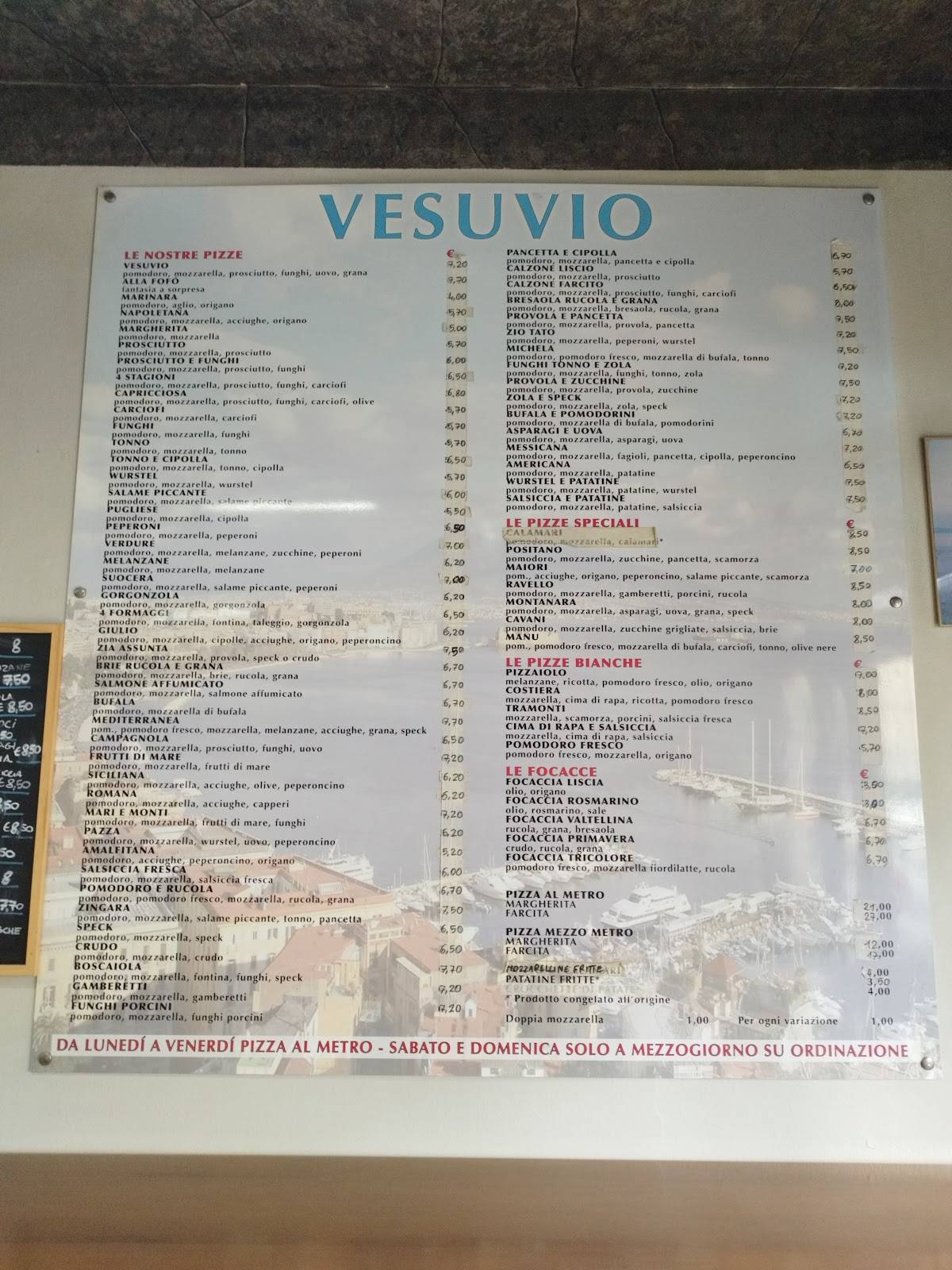 Menu di Pizzeria D'Asporto Vesuvio 