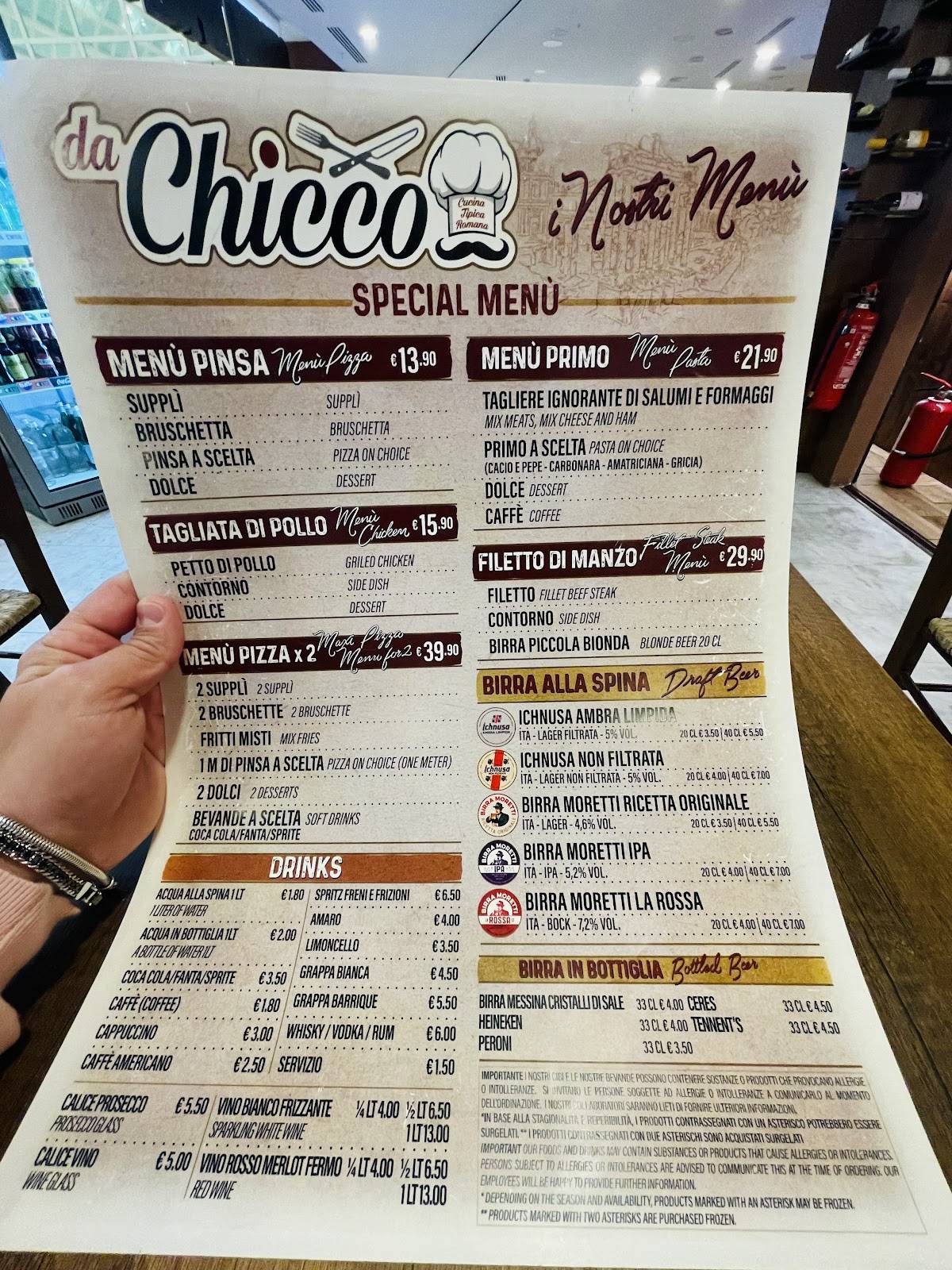 Menu di Da Chicco 