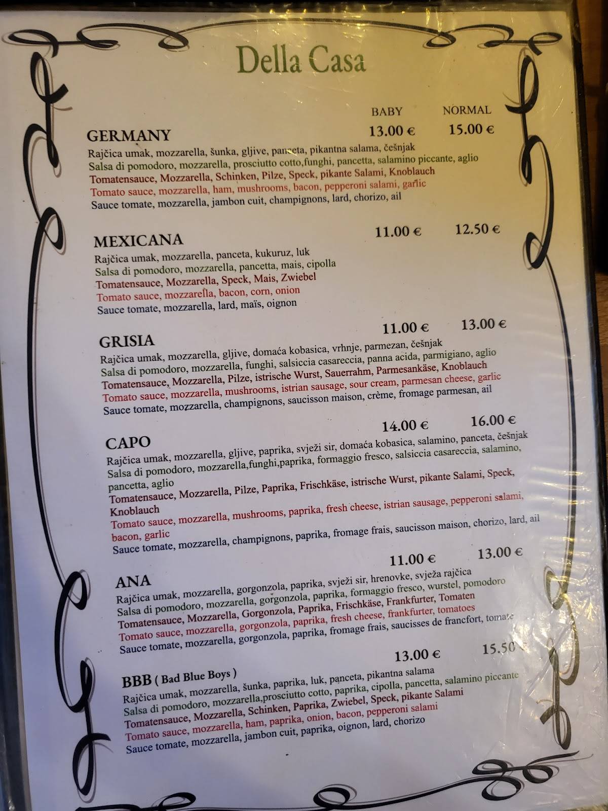 Menu di Pizzeria Da Sergio 