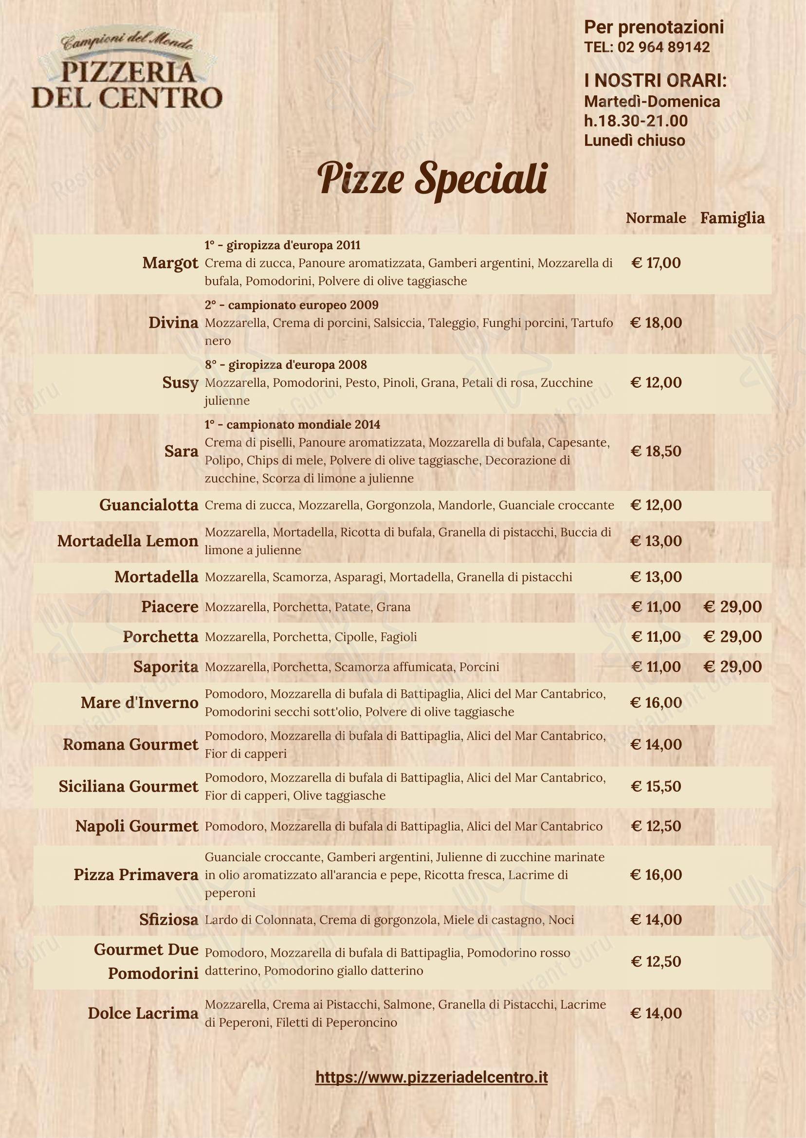 Pizzeria Del Centro in Portici - Menu