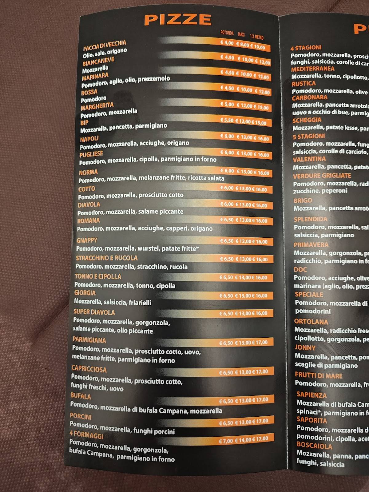 Menu di Pizzeria DOPPIO ZERO 
