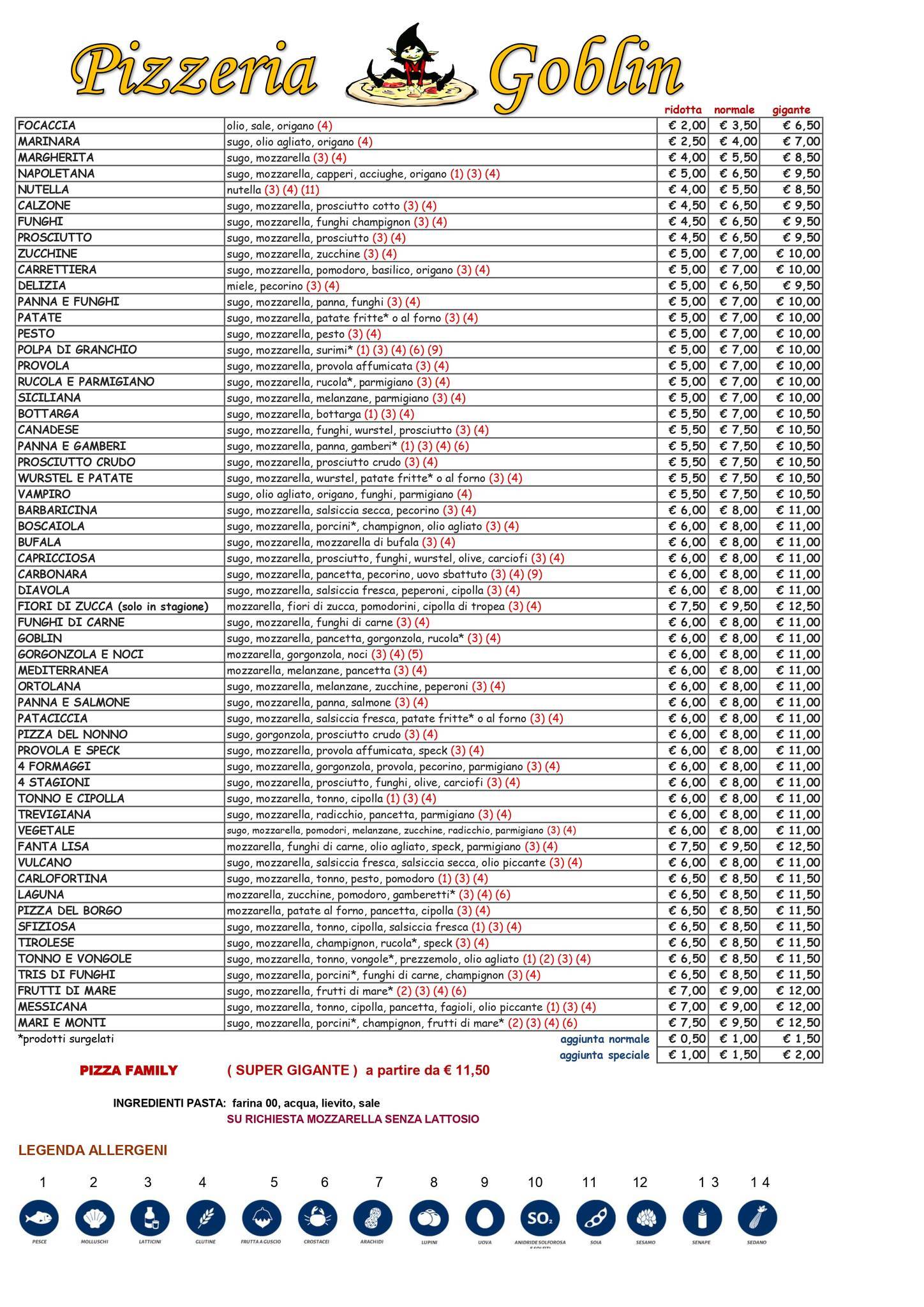 Menu di Pizzeria Goblin 