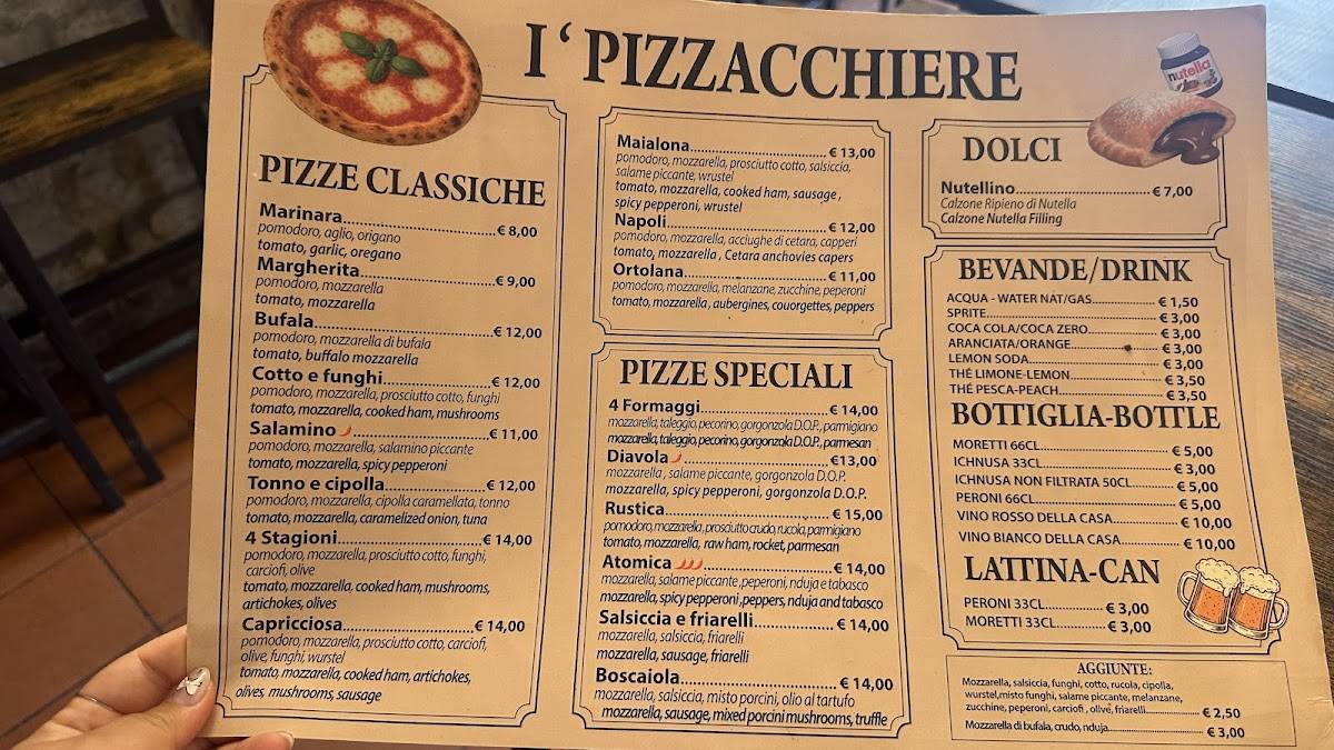 Menu di I'PIZZACCHIERE 