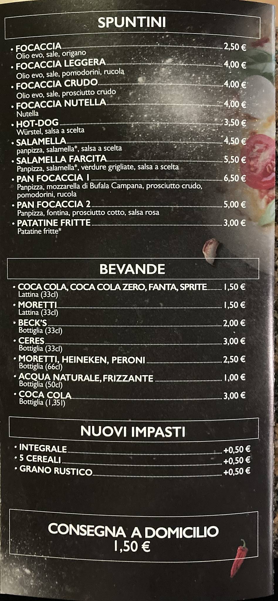 Menu di Pizzeria Il Capriccio di Tizzi Danilo 