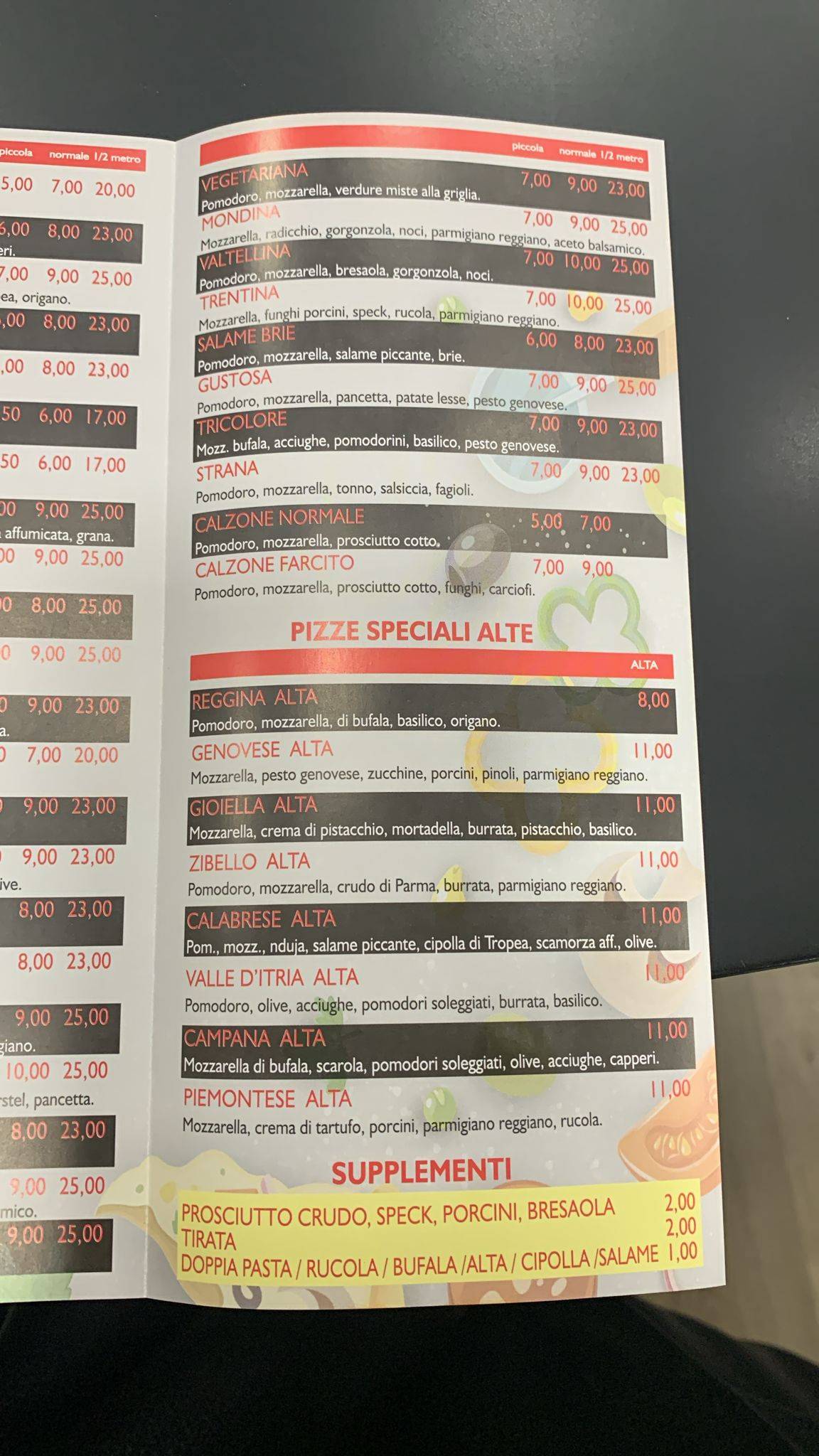 Menu di Pizzeria La Gioiosa 