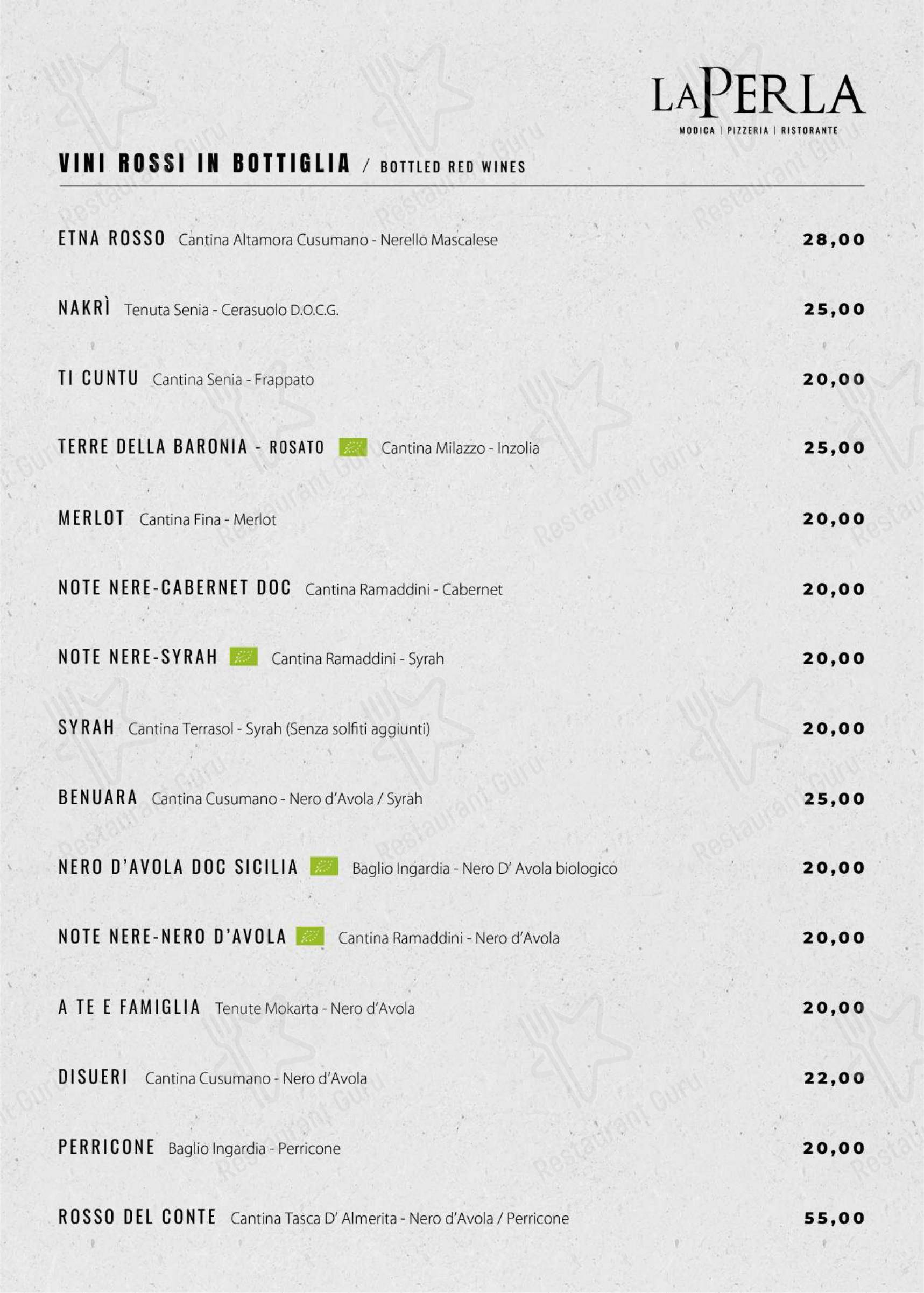 Menu per Pizzeria La Perla Ragusa..ristorante in Ragusa