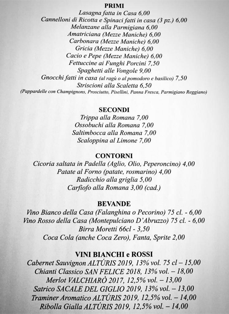 Menu di La Scaletta 