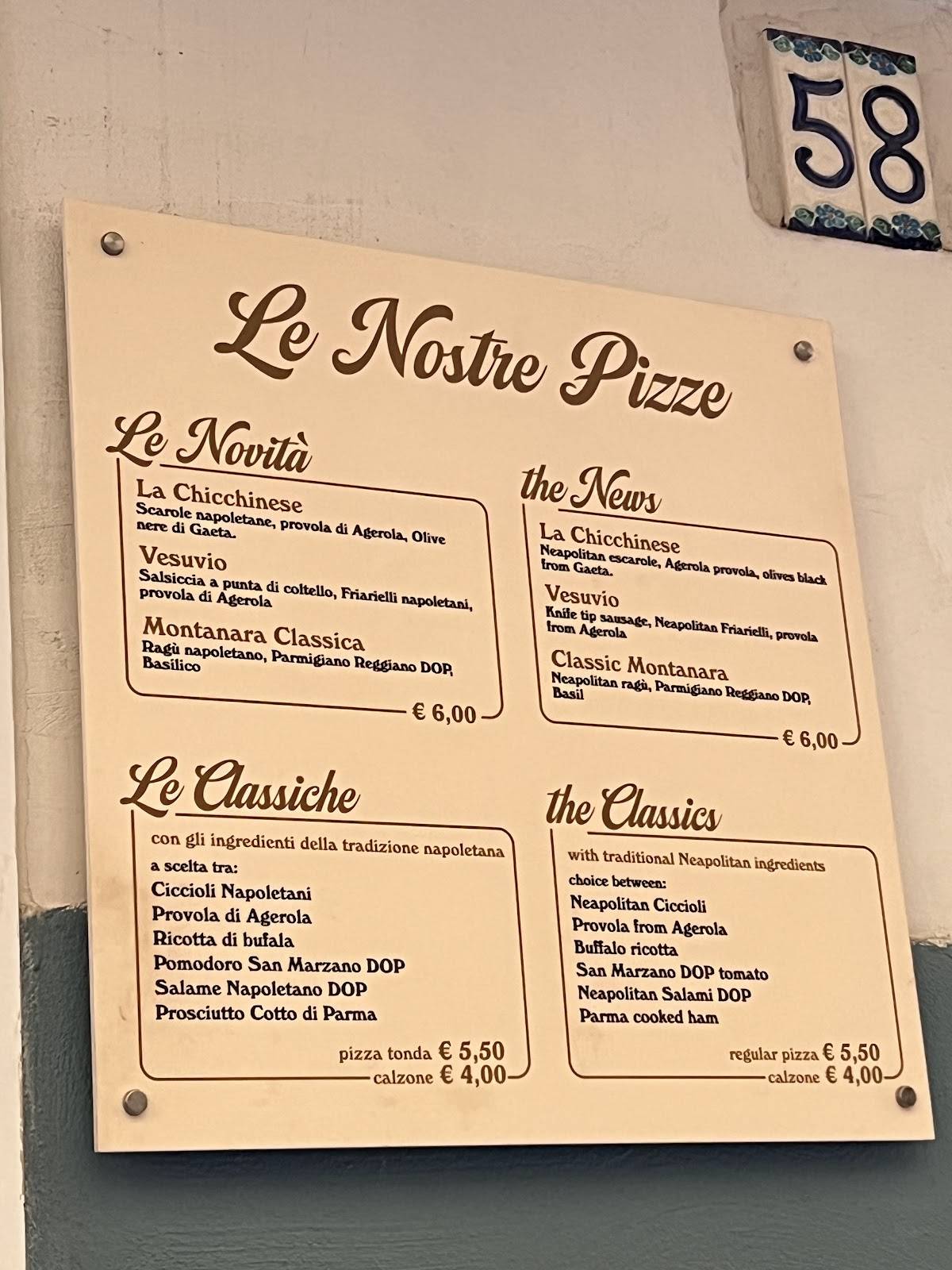 Menu di La Vera Pizza Fritta da Gennaro pizzeria Arenaccia 