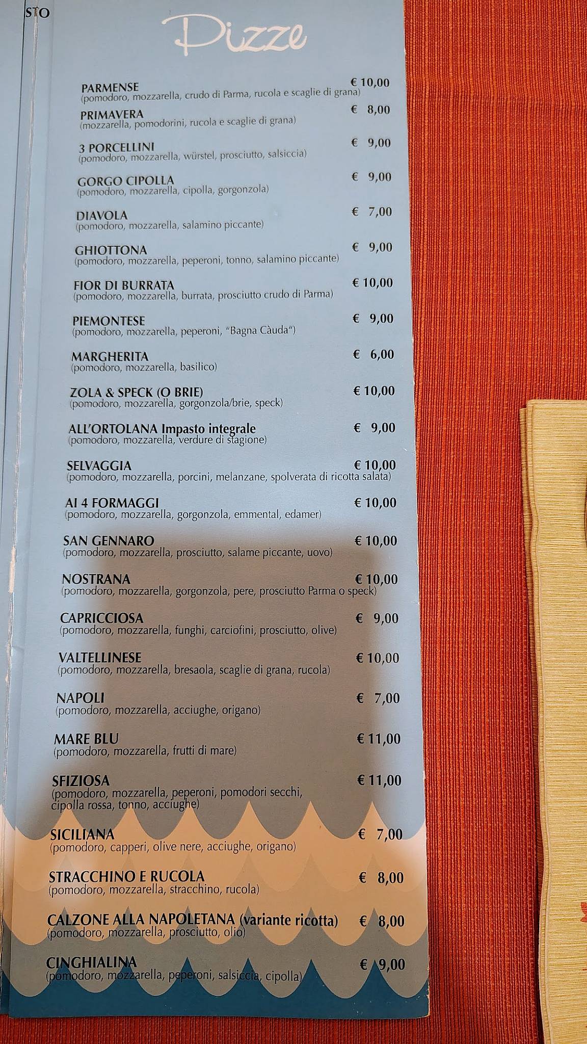 Menu di Pizzeria Marechiaro 