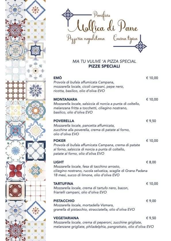 Menu di Mollica di Pane 
