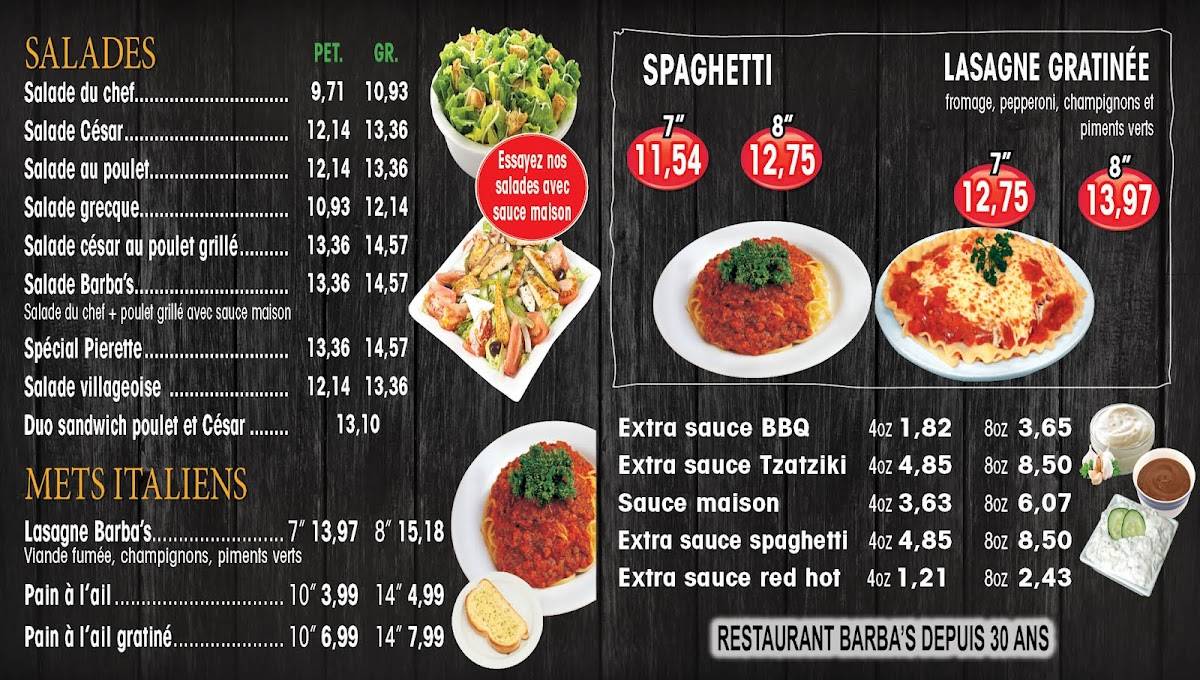 Menu de Restaurant Barba's