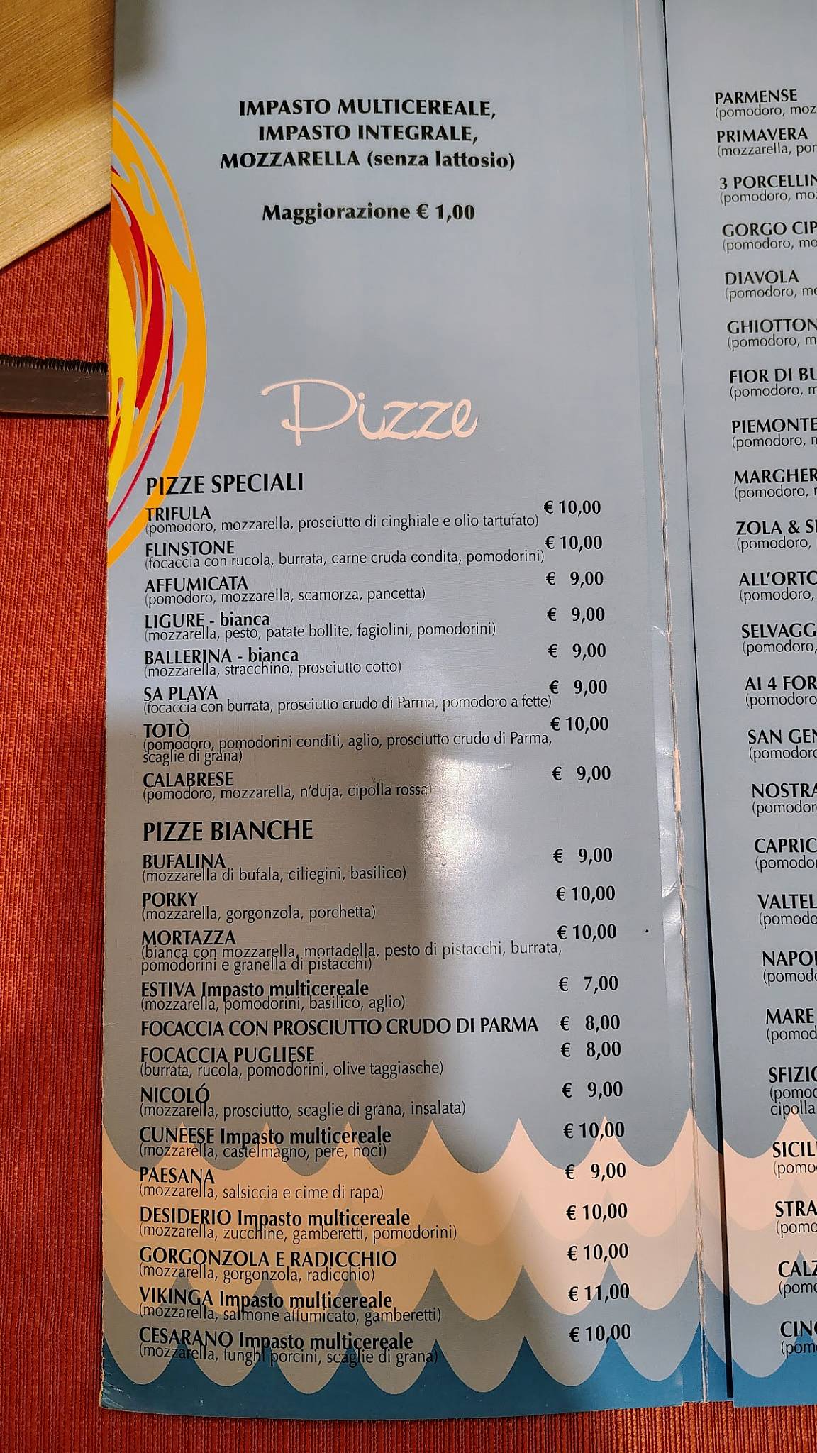 Menu di Pizzeria Marechiaro 