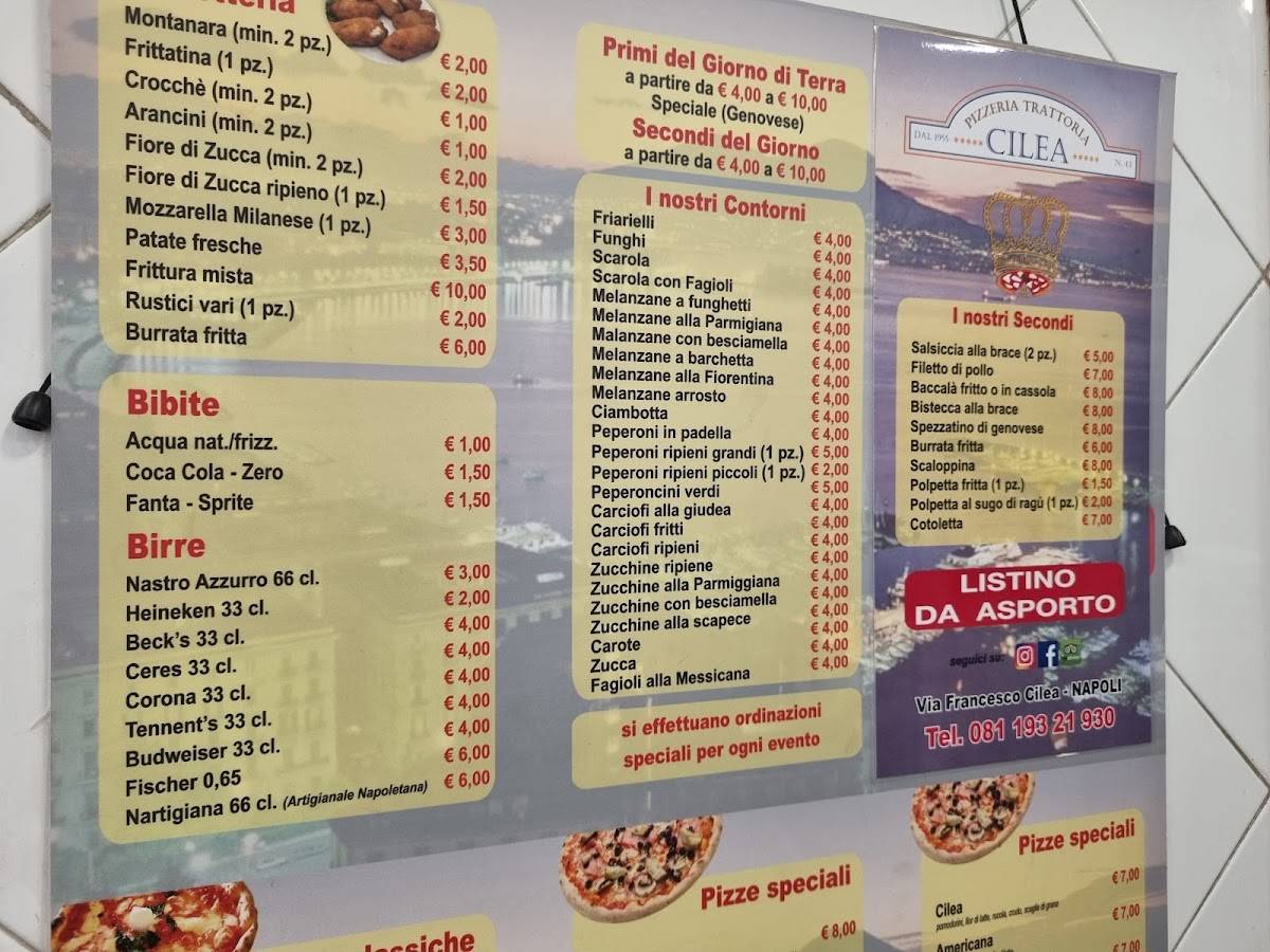 Menu di Pizzeria trattoria Cilea 
