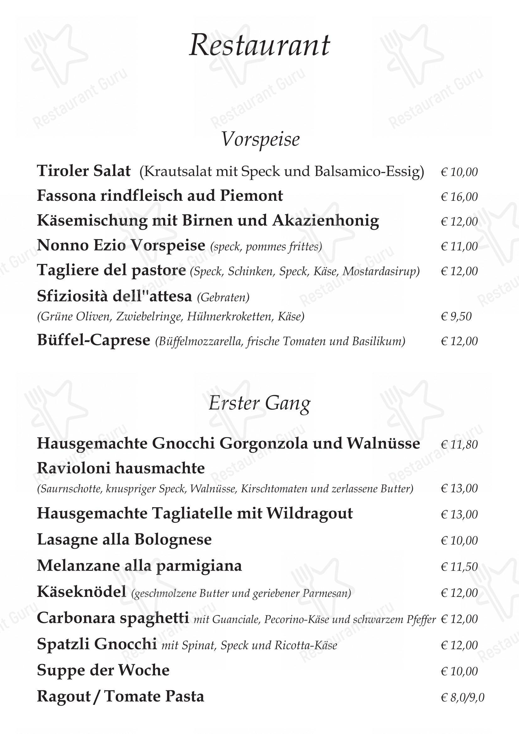 Pizzeria Ristorante Ti Spiazza in Sappada - Основное меню
