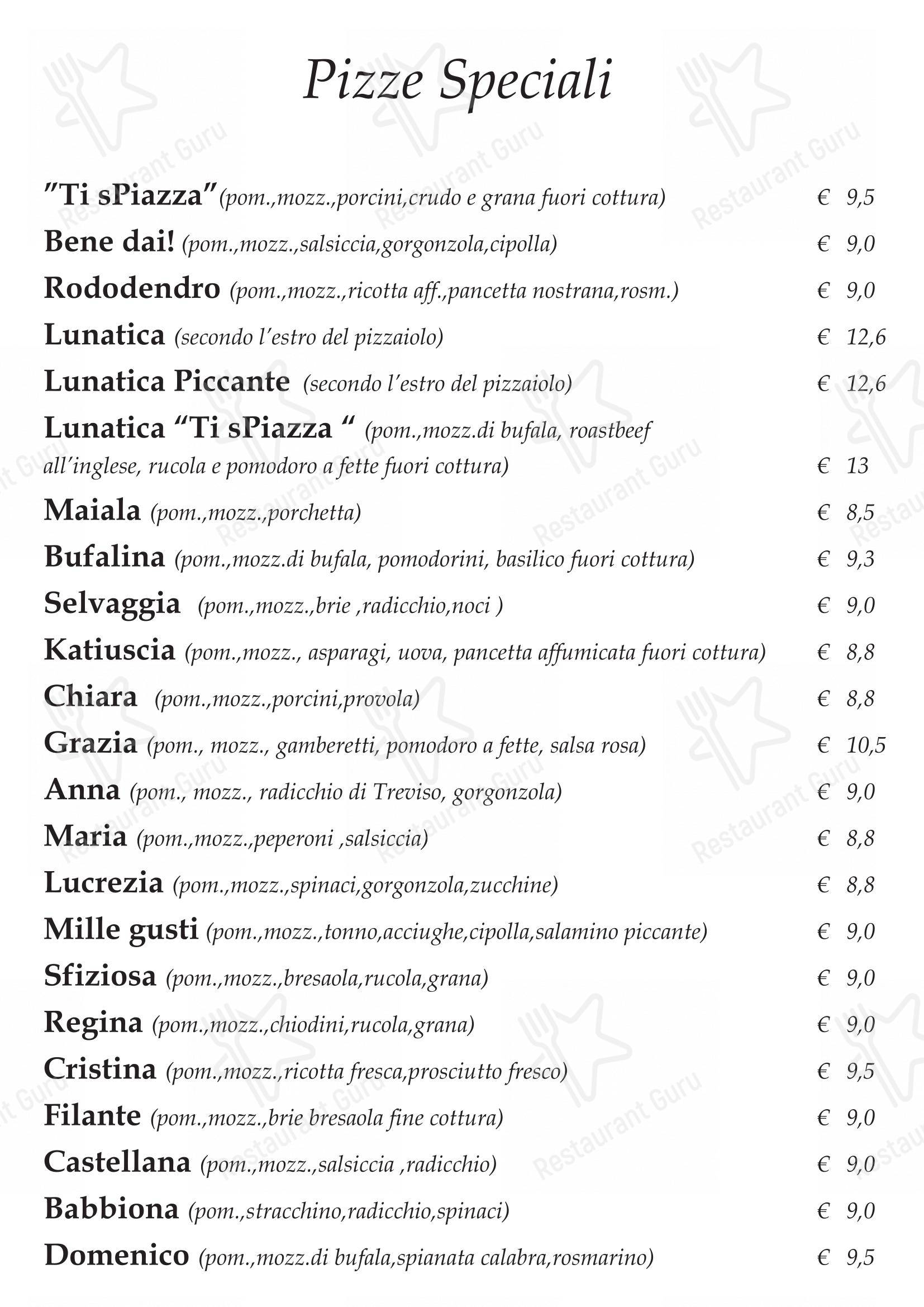 Pizzeria Ristorante Ti Spiazza in Sappada - Menu bar