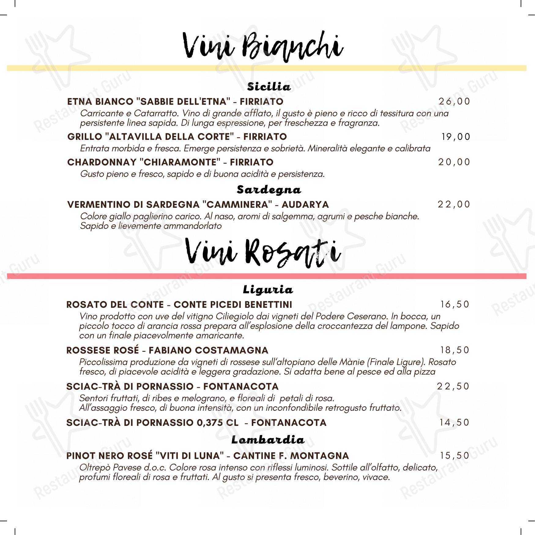 Menu di Pizzeria Ristorante Piedigrotta - Corso Torino - Menu bar