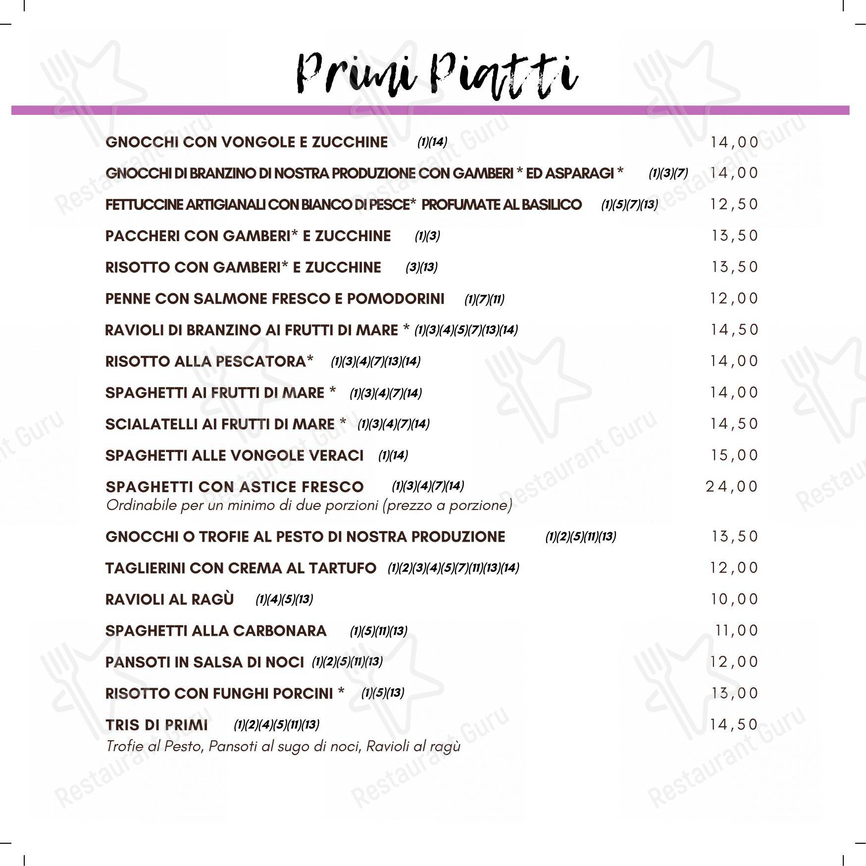 Pizzeria Ristorante Piedigrotta - Corso Torino in Genova - Menu