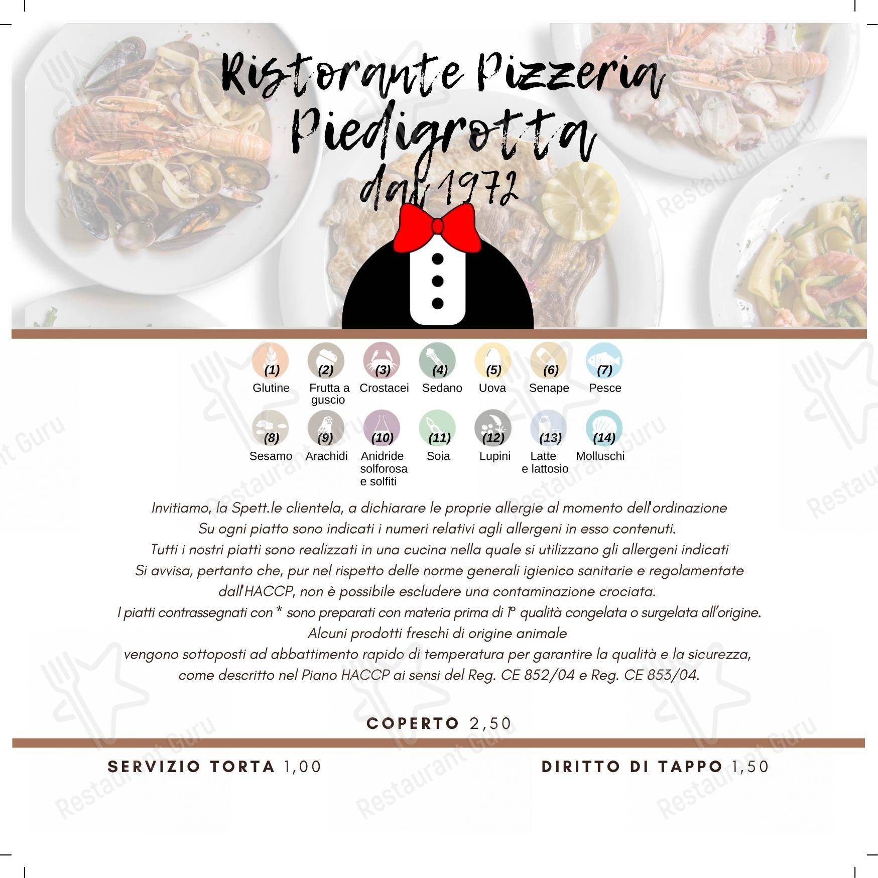 Menu bar per Pizzeria Ristorante Piedigrotta - Corso Torino pizzeria