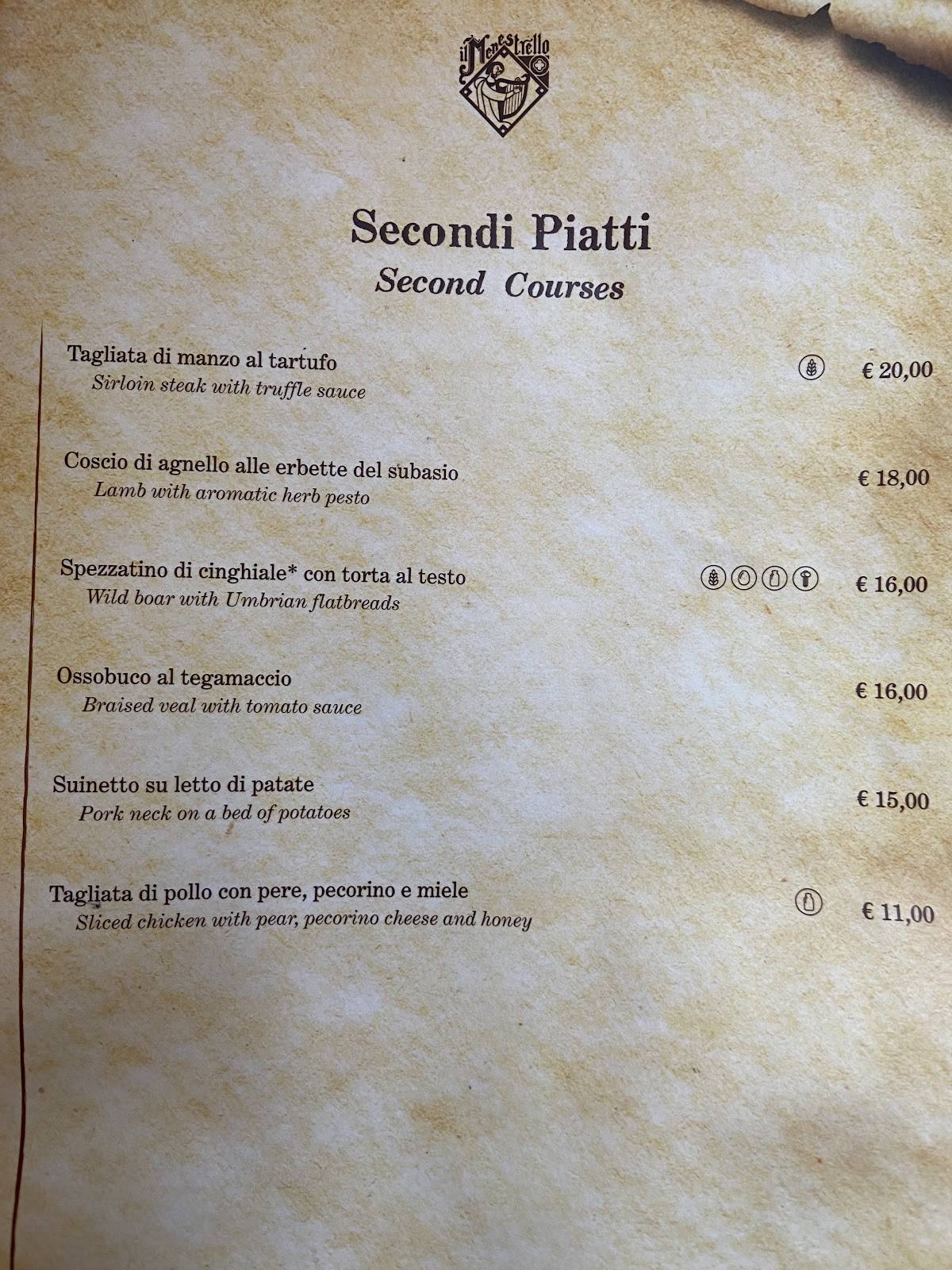 Menu di Ristorante Pizzeria Il Menestrello 