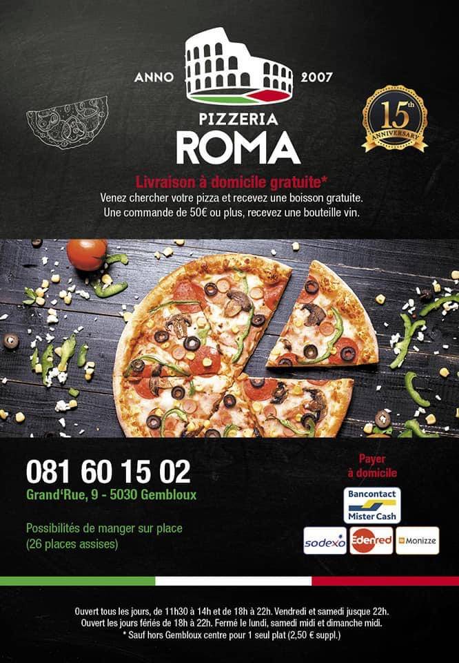 Menu de Pizzeria Roma Gembloux