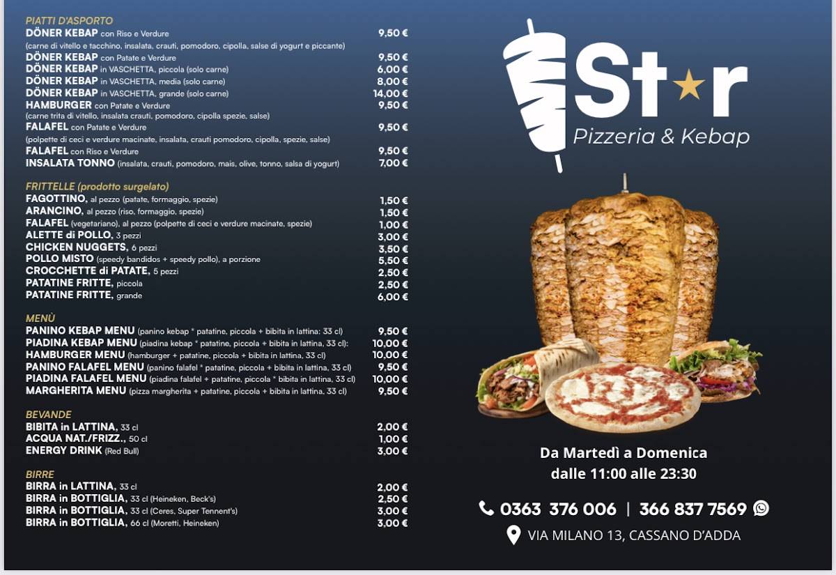 Menu di Star Pizzeria&Kebap 