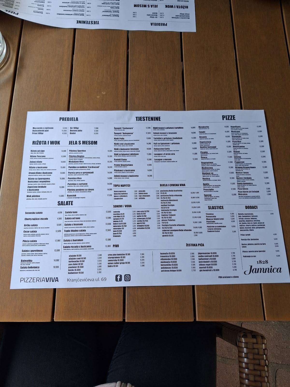 Menu di Pizzeria Viva 