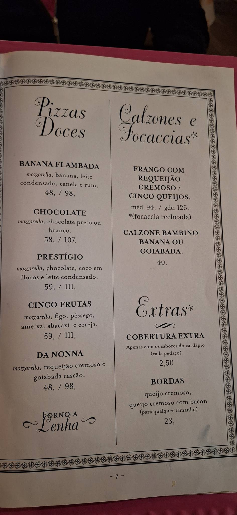 Vó Bertila Pizza & Pasta cardápio