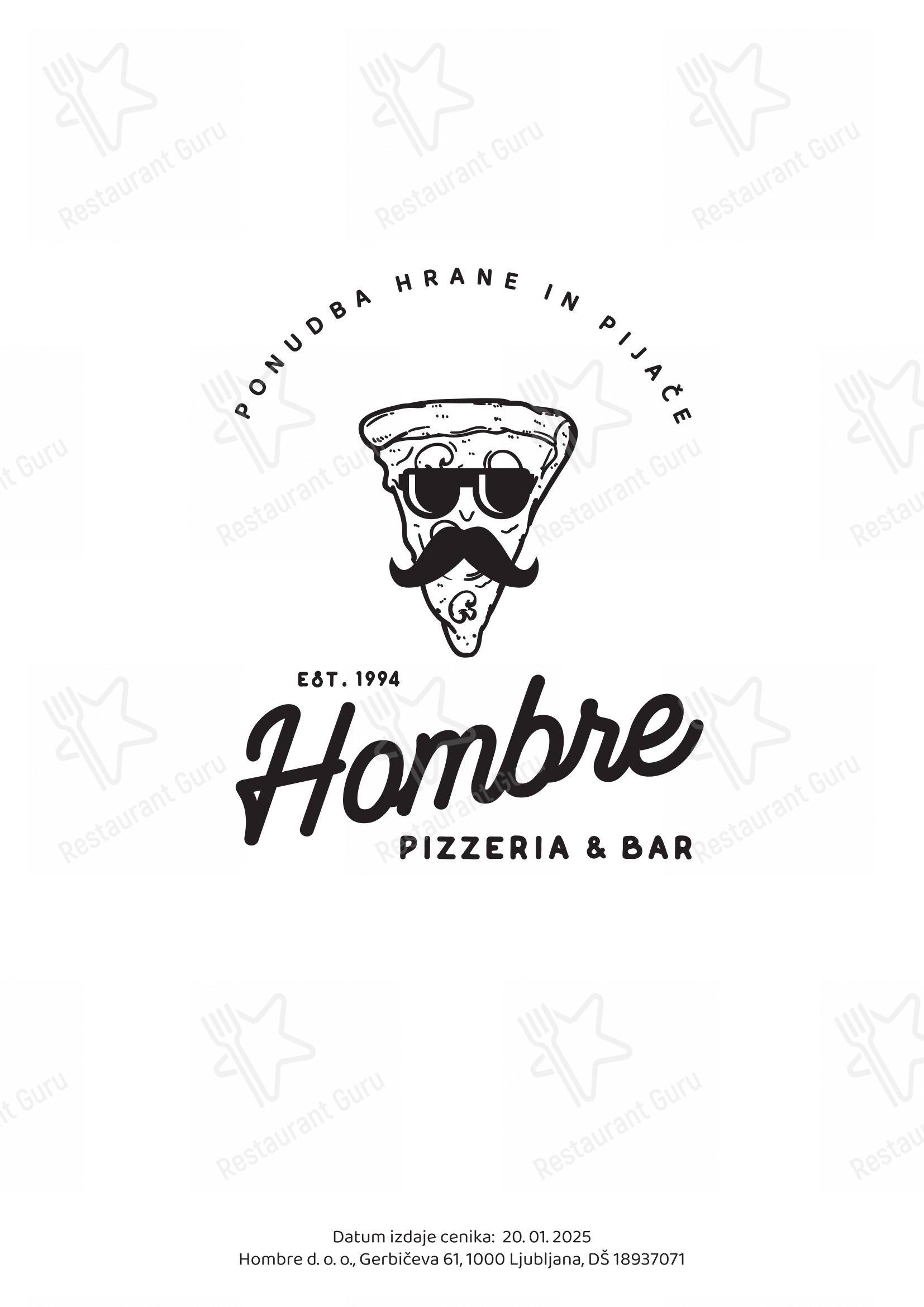 Menu bar per Pizzeria & Bar Hombre in Lubiana