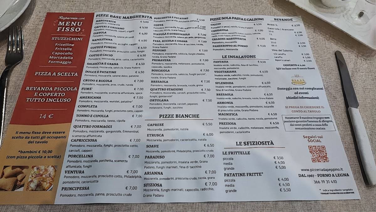 Menu di Pizzeria da Peppino 
