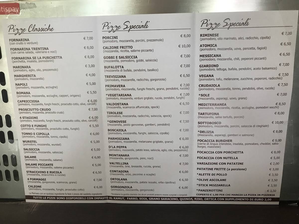 Menu di Pizzeria doppiozero 