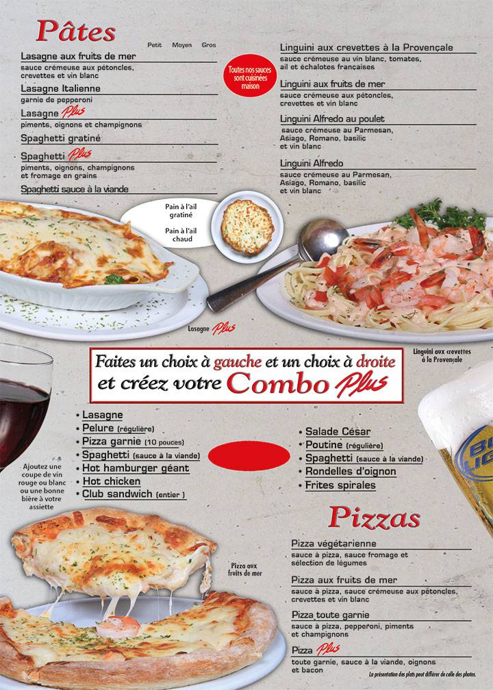 Menu de Plus Restaurant Bar