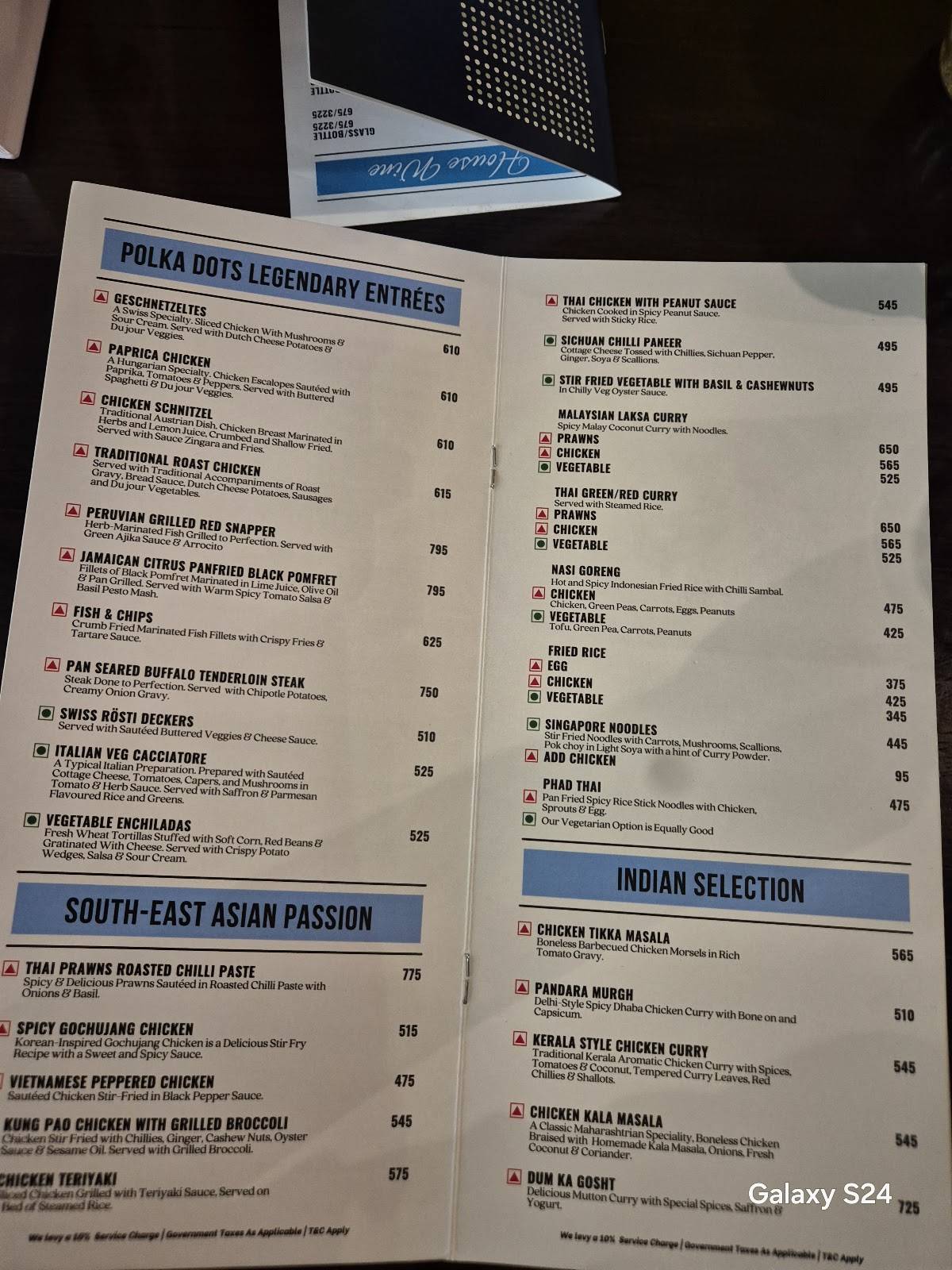 Polka Dots menu
