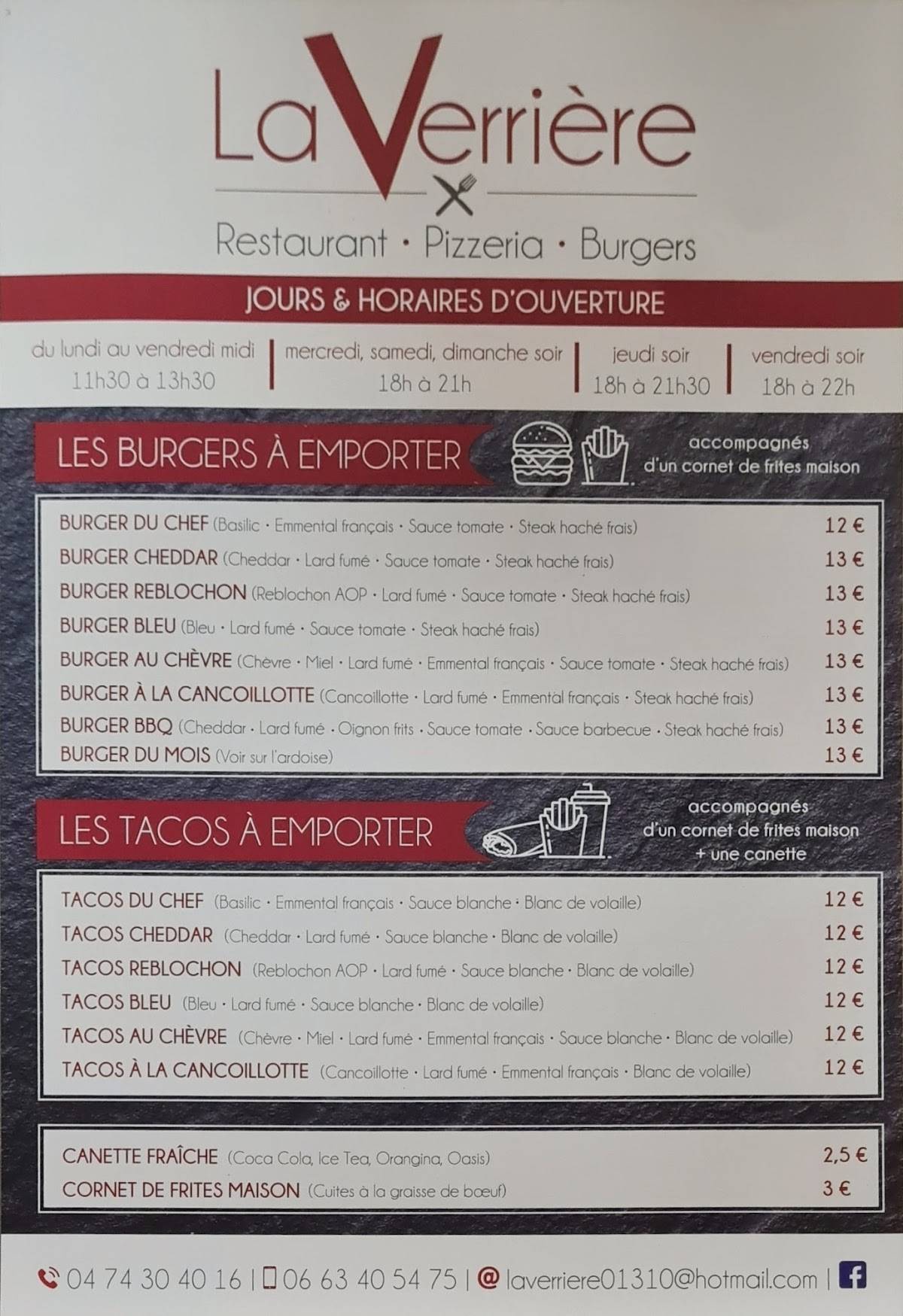 Menu de Restaurant la Siena Pizz