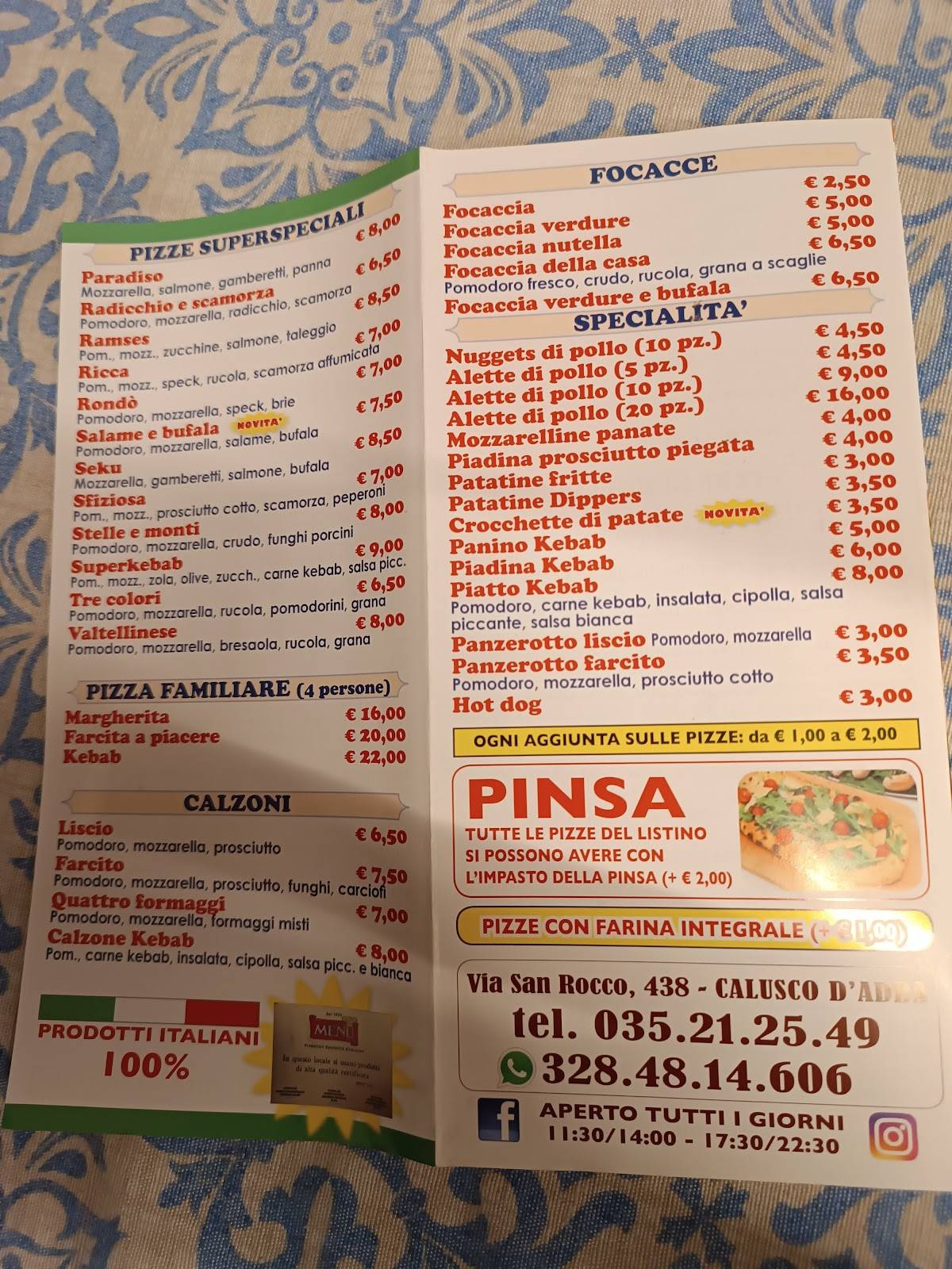 Menu di Pomodoro e Basilico 