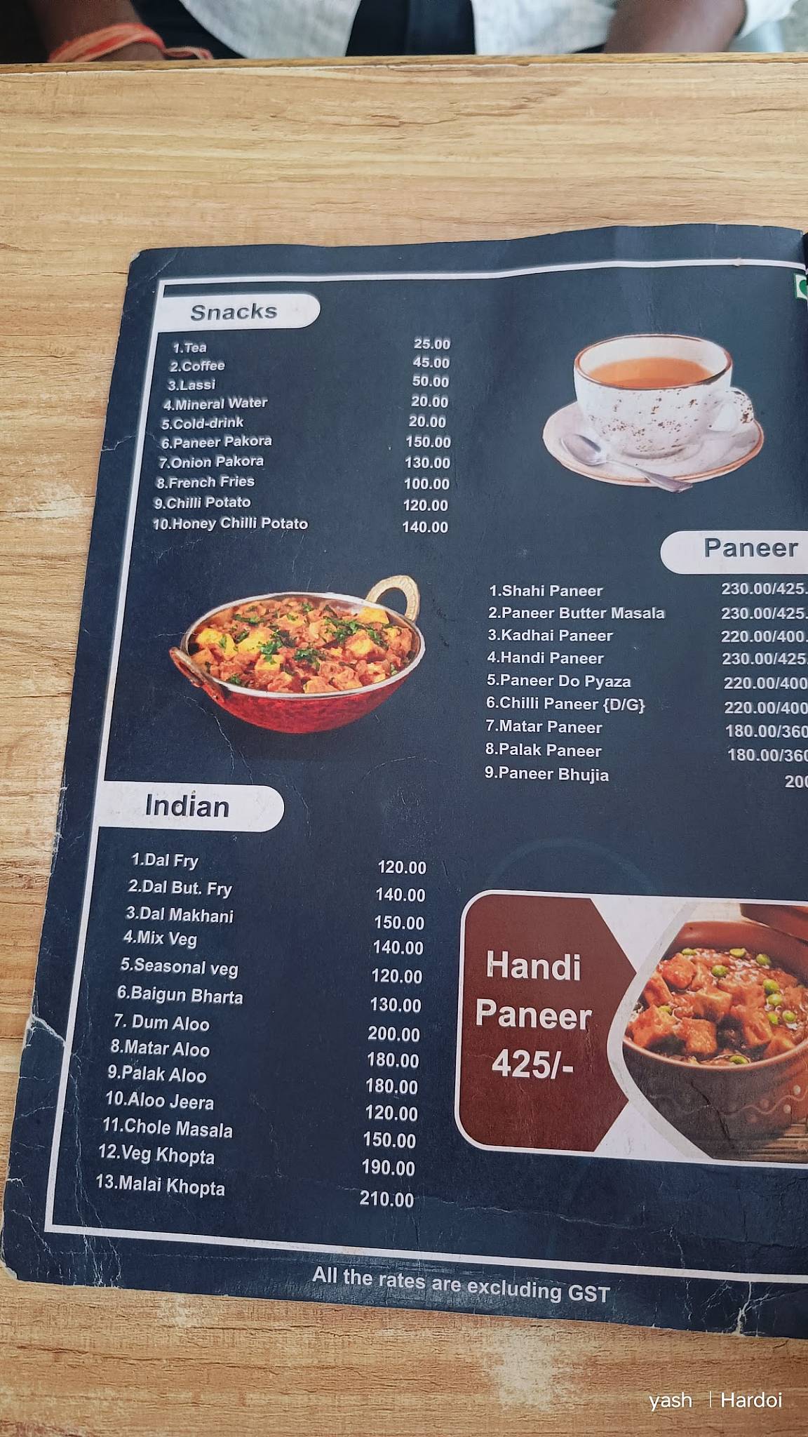 Pooja Hotel menu