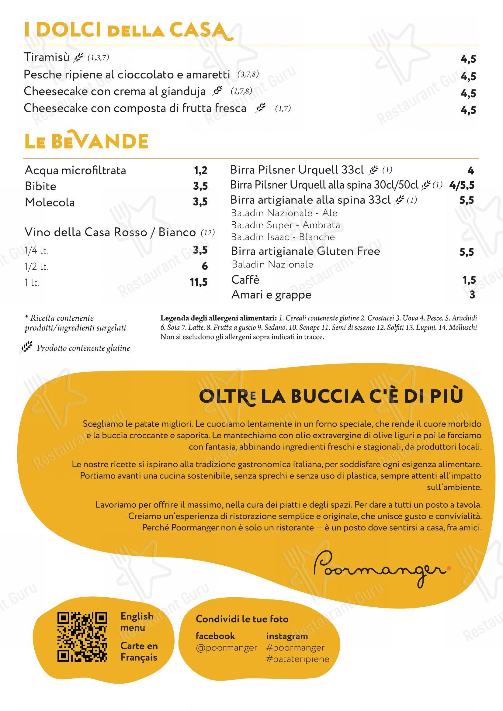 Poormanger in Torino - 菜单