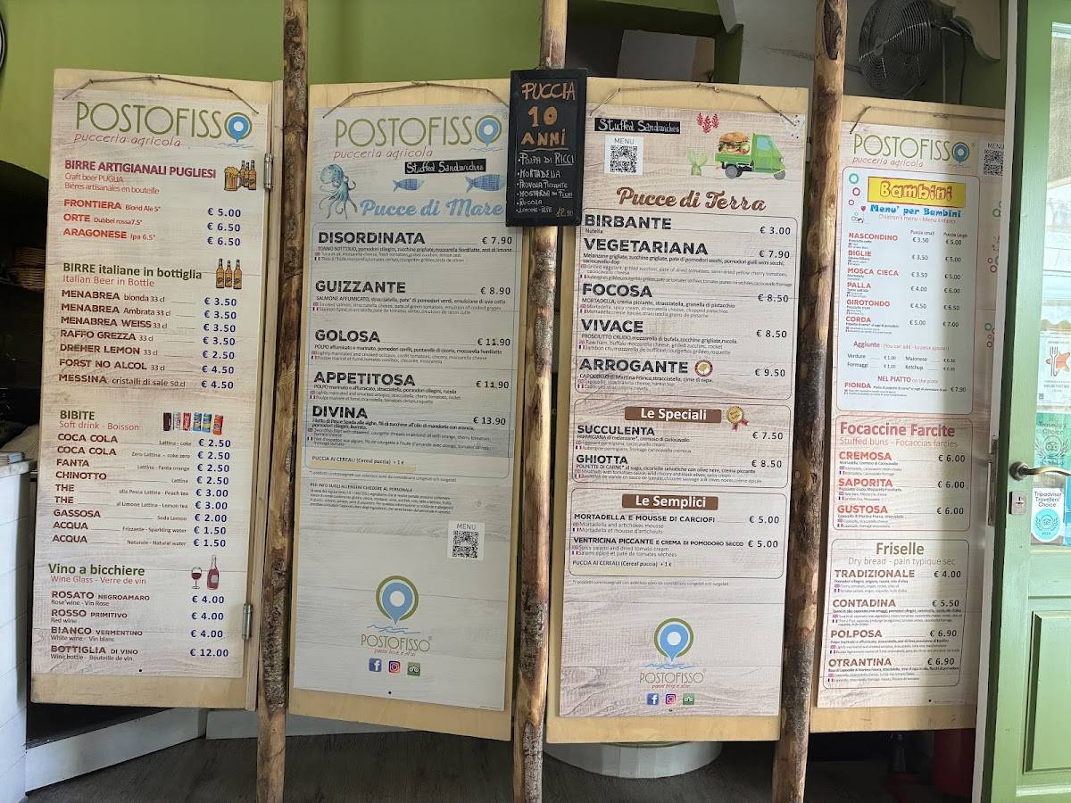 Menu di Postofisso pucceria agricola 