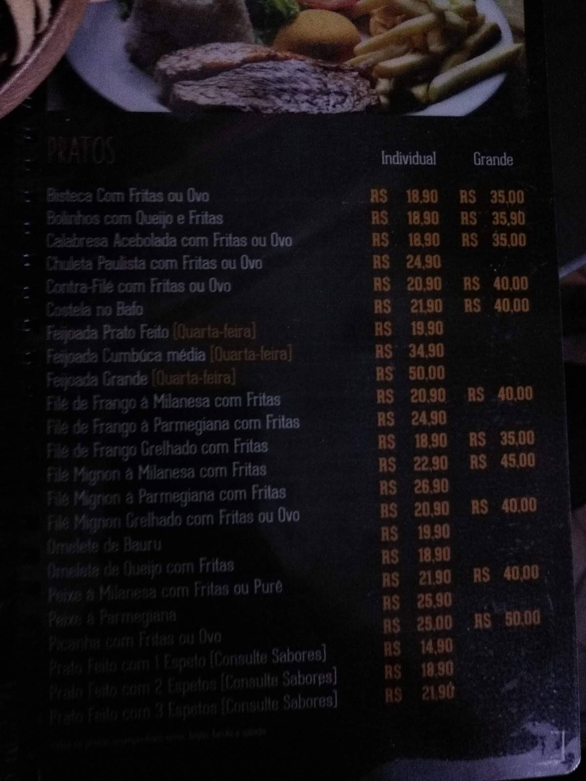 Bar do Batata cardápio