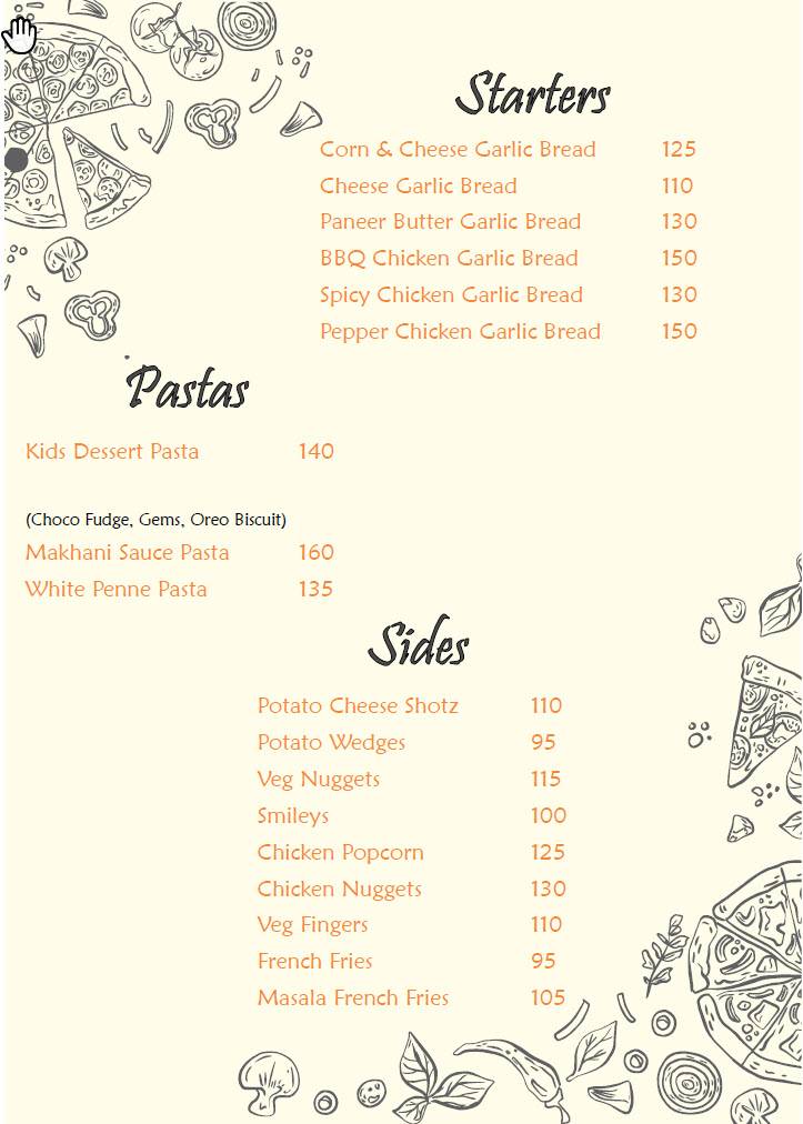 Pranzo Pizzas menu