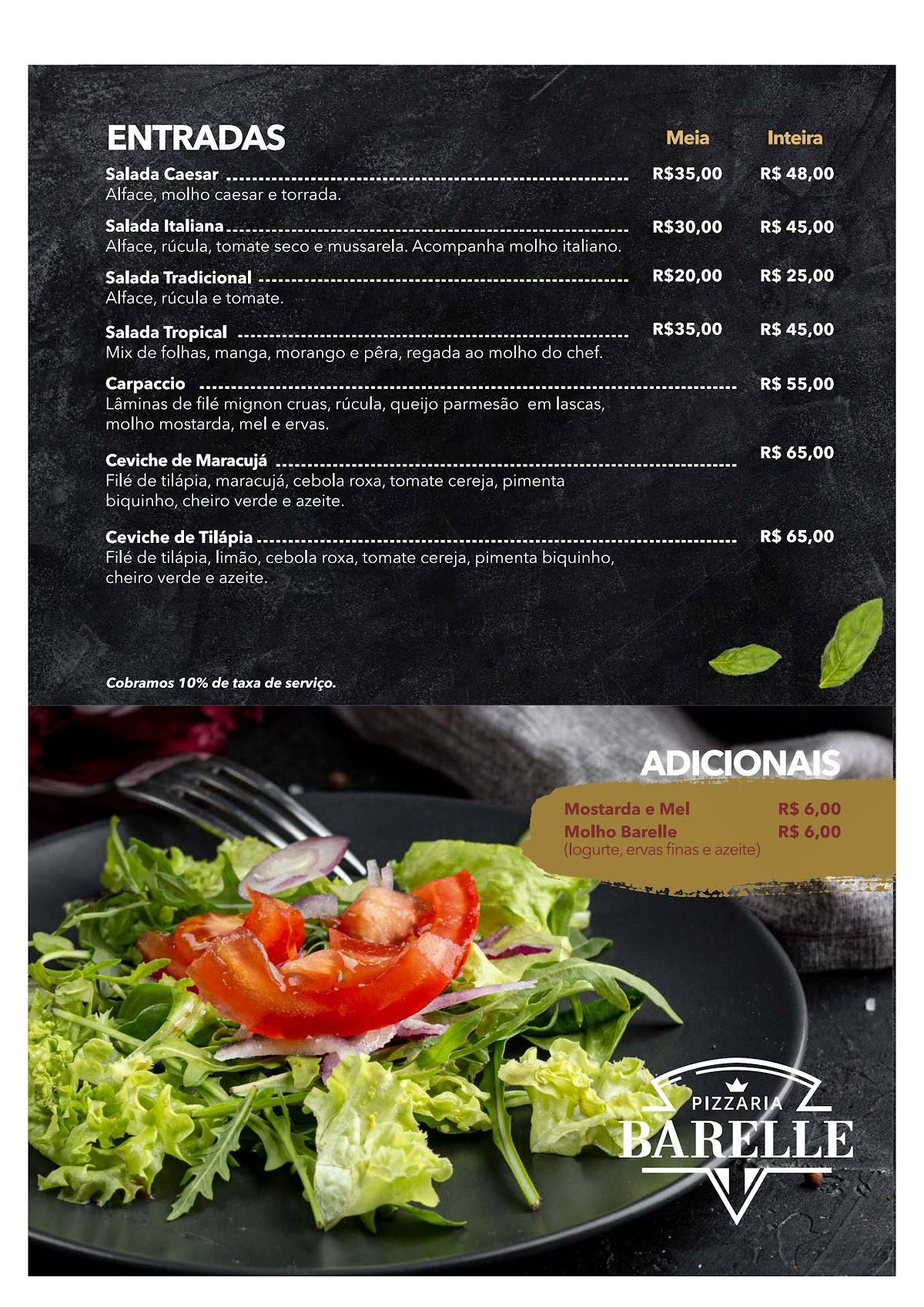 Barelle Pizzaria e Boliche cardápio