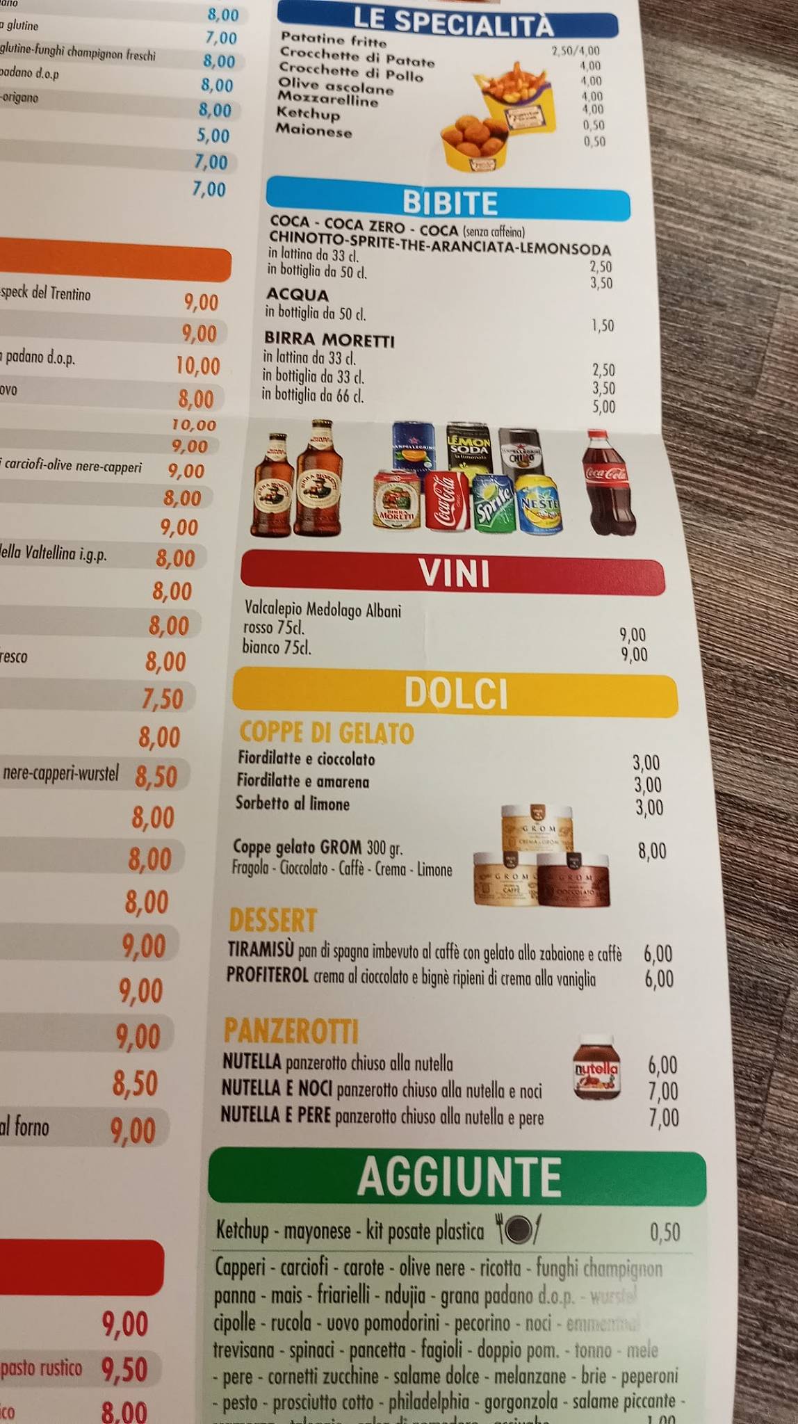 Menu di Pronto Pizza Garibaldi 