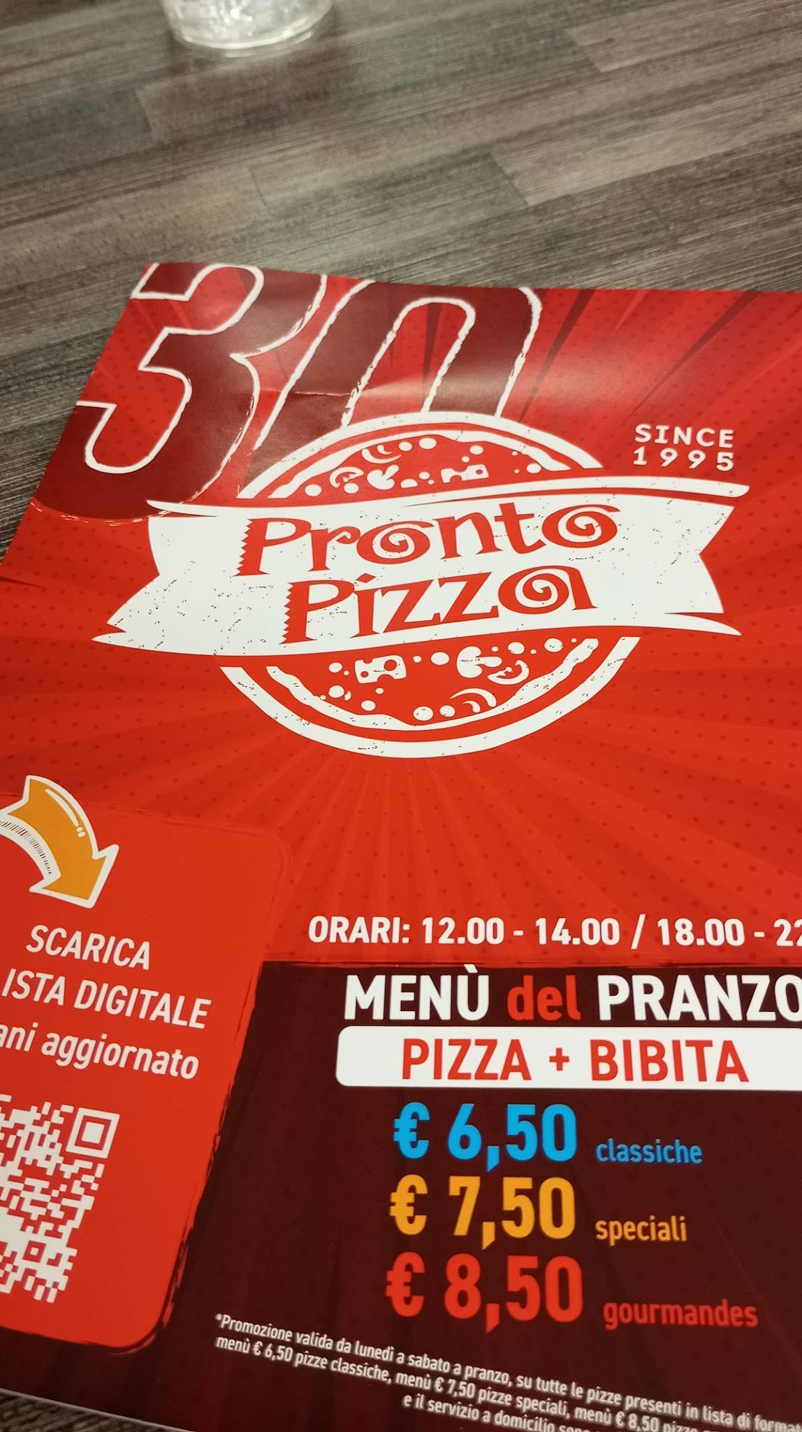 Menu di Pronto Pizza Garibaldi 