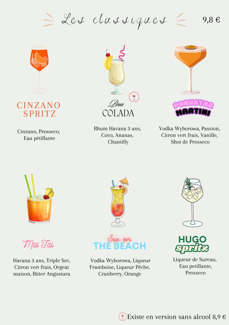Menu de 54 Cocktails Bar - Arras