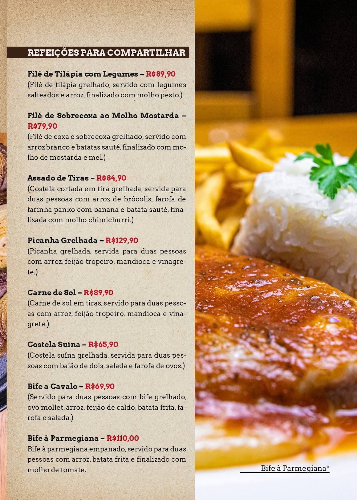 Adega da Cachaça cardápio