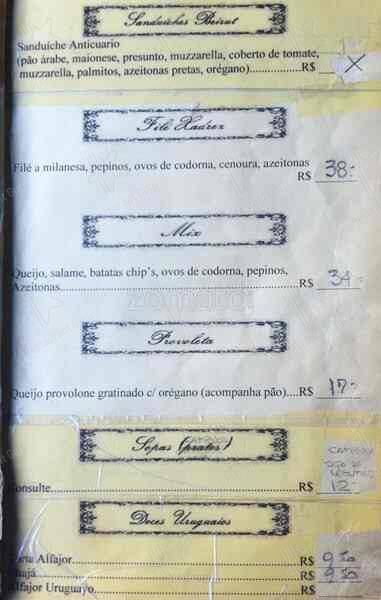 Anticuário Resto Bar cardápio