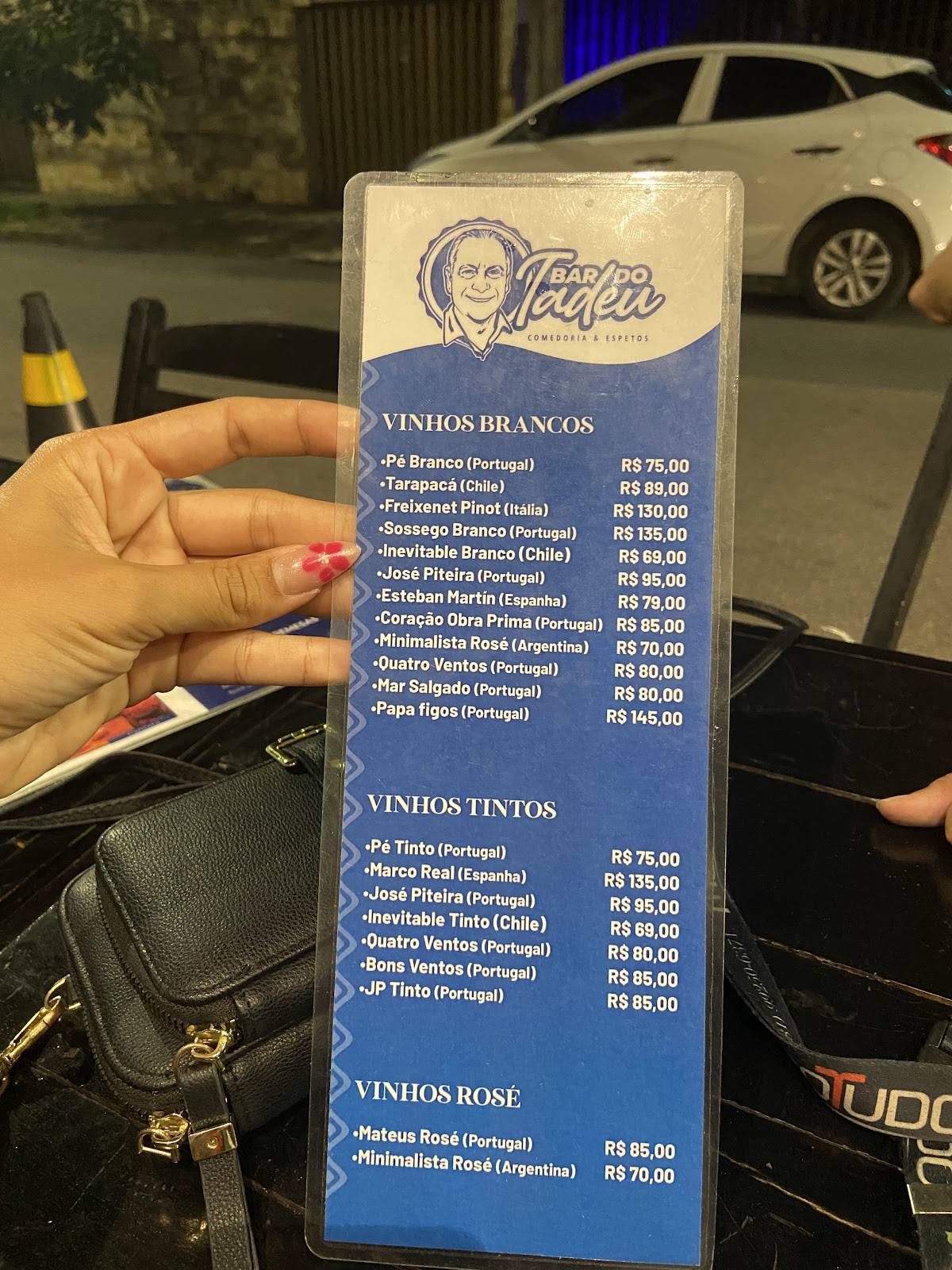 Bar do Tadeu cardápio