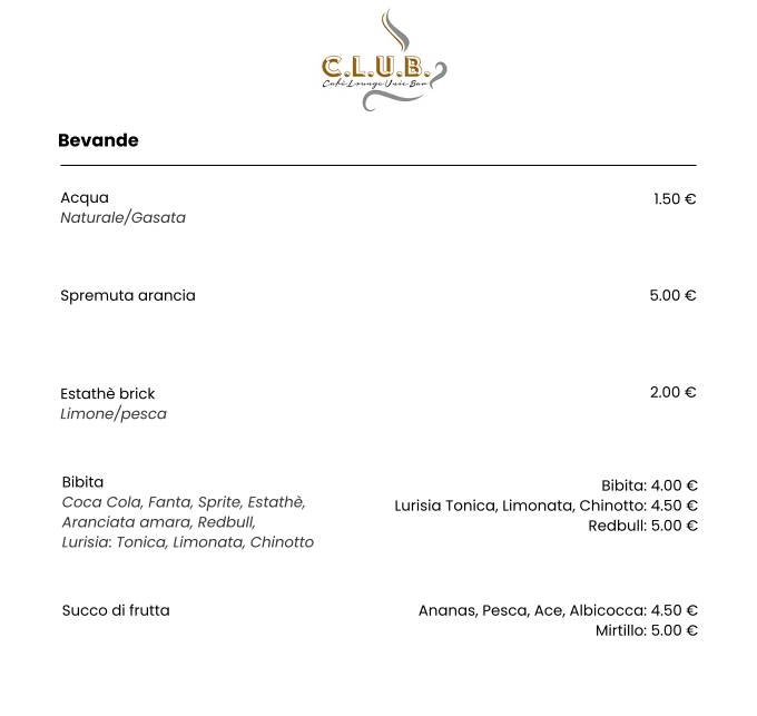 Menu di CLUB 