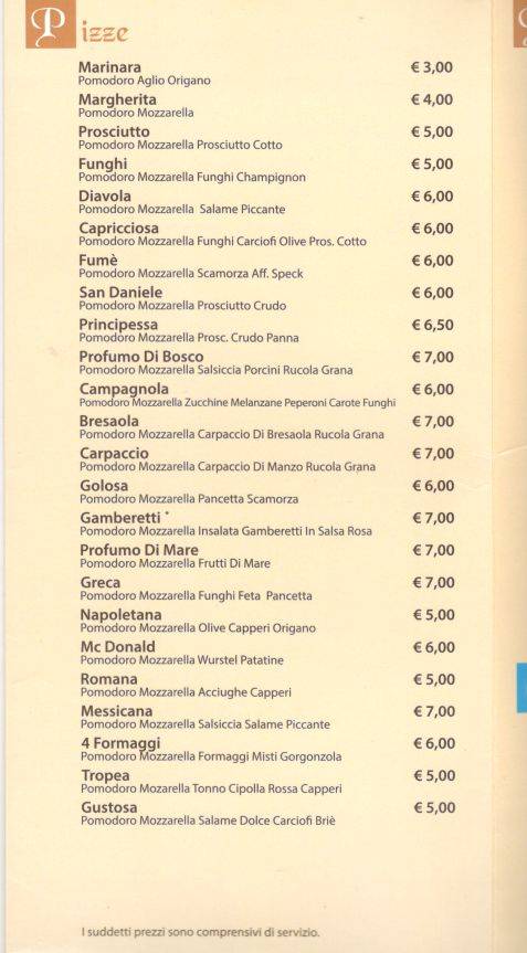 Menu di Caffè Napoli 