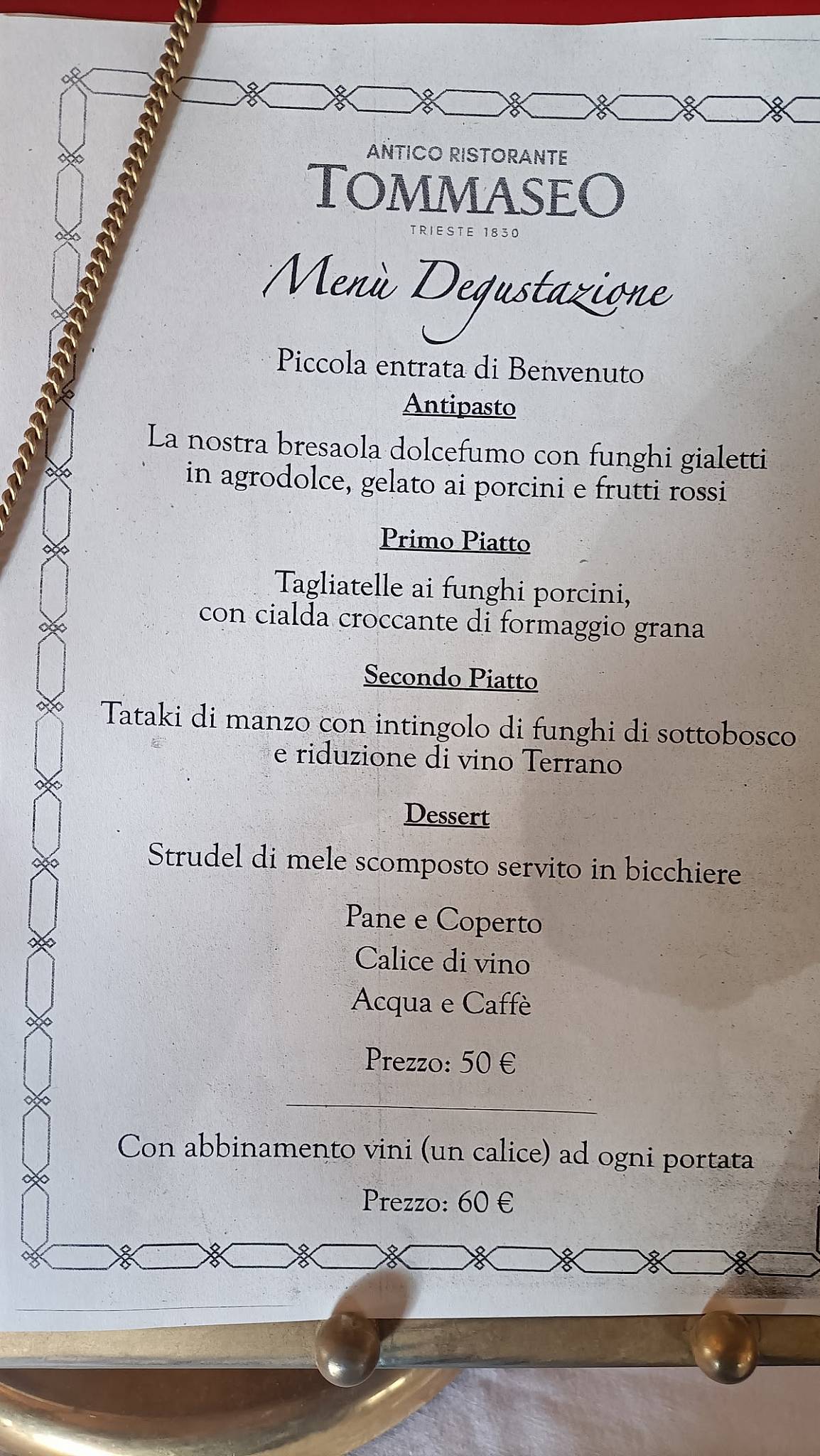 Menu di Antico Ristorante Tommaseo 